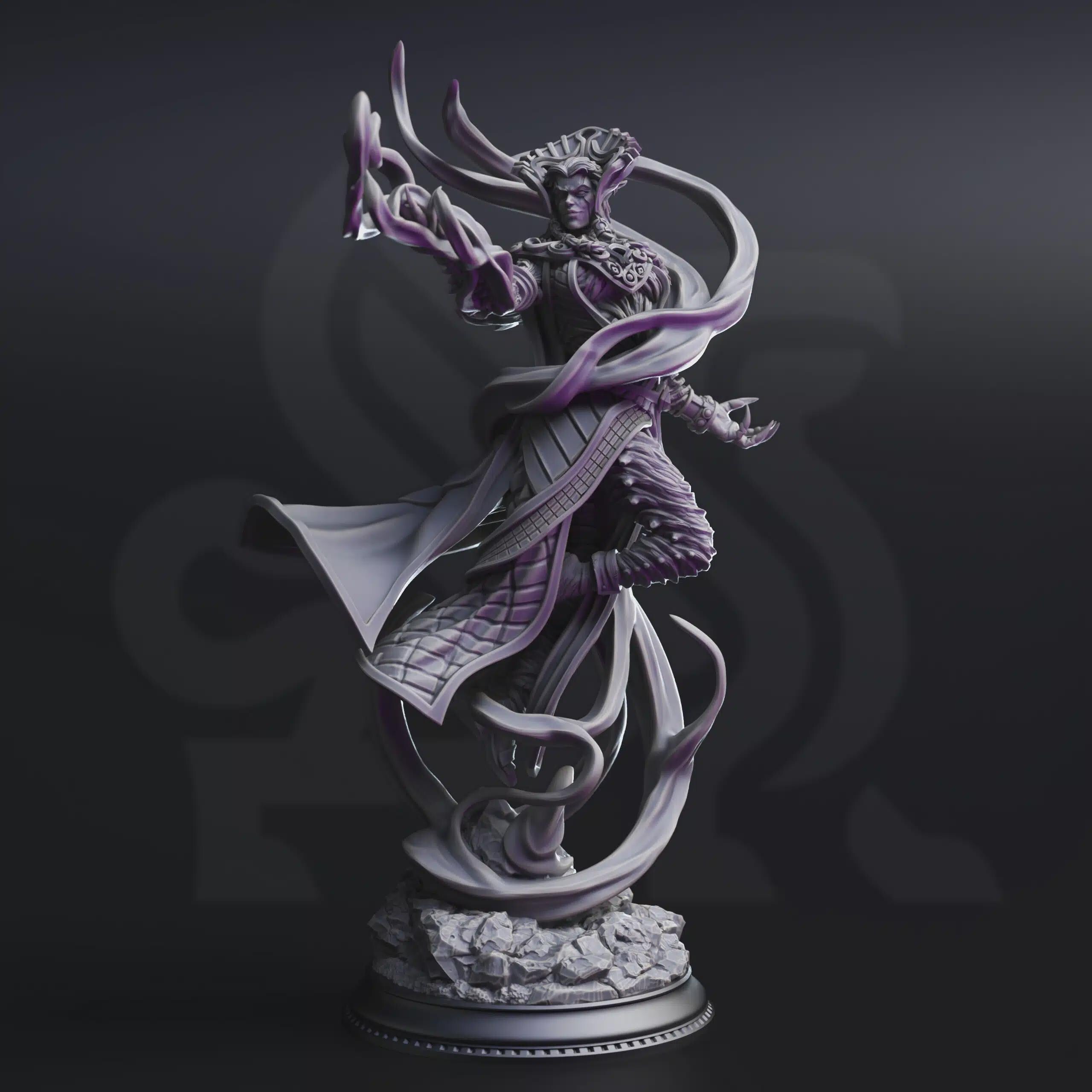 Female Drow Warlock Miniature - Zarinda, Sorceress of the Empty Planes - DM Stash