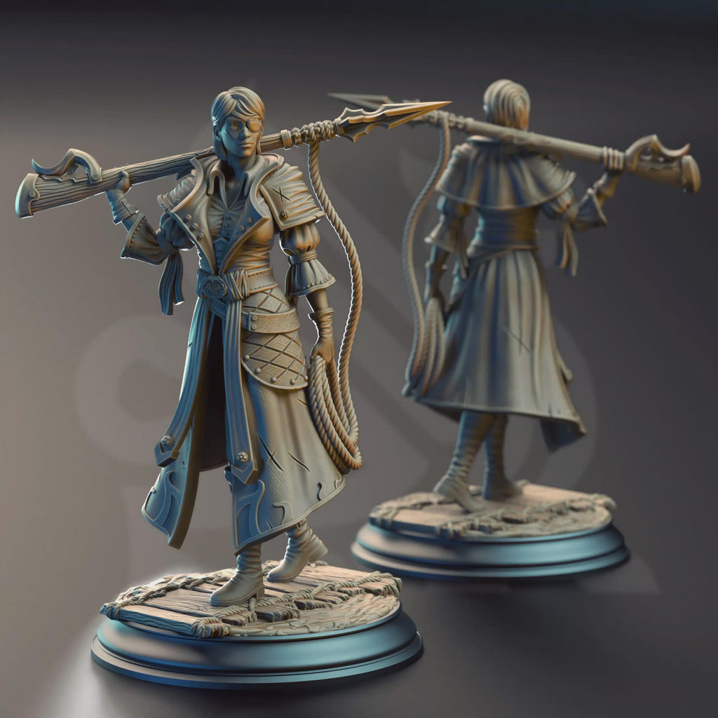 Female Human Ranger Miniature - Fiona “Dead-Eye” Stuttgart, Harpoon Marksman - DM Stash