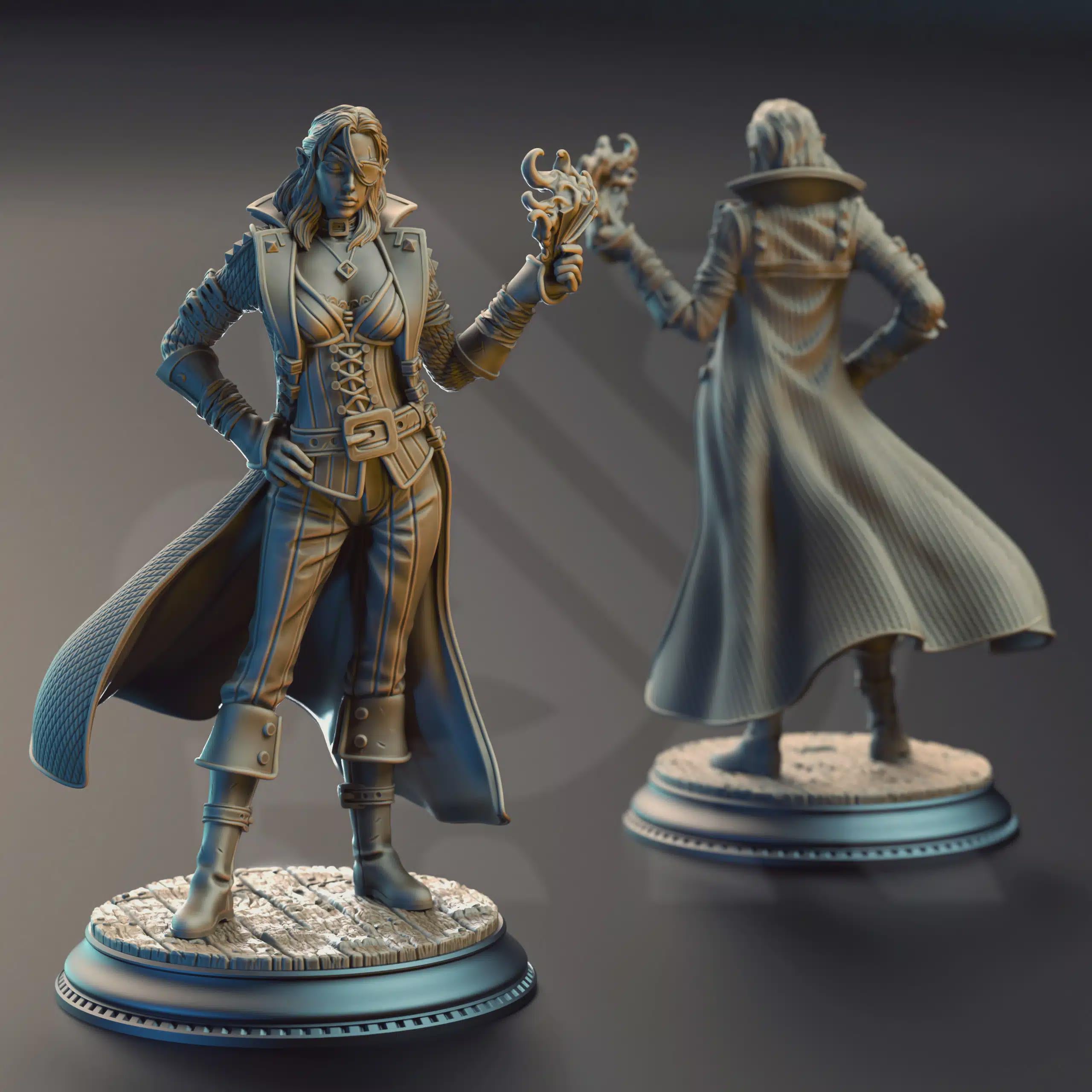 Female Elf Rogue Miniature - Charlotte-Anne, Gambler Rogue - DM Stash
