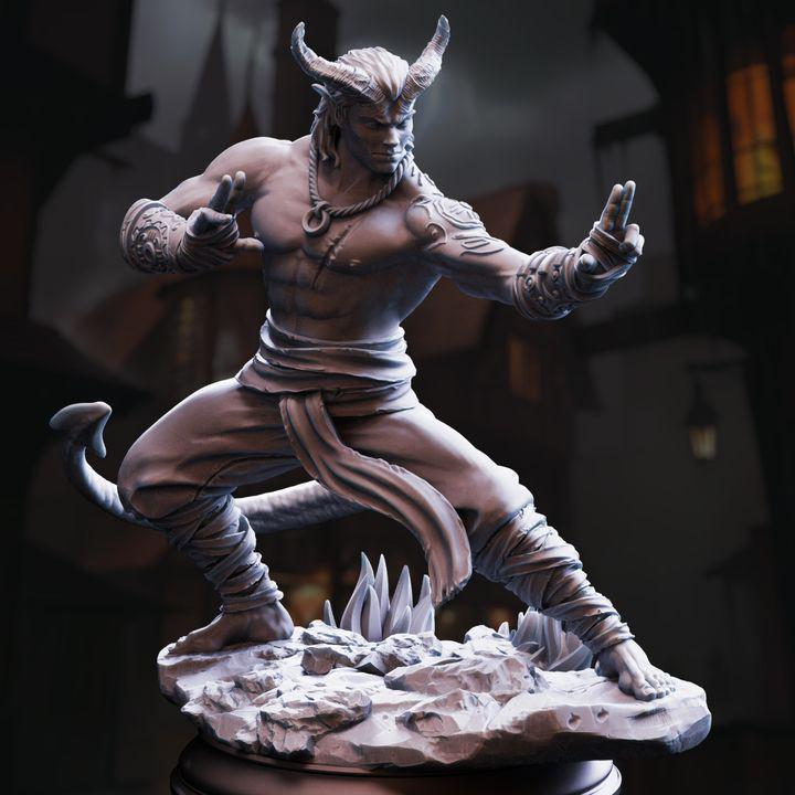 Tiefling Monk Miniature - Martial Artist Verek "Heartless" of The Spit - DM Stash