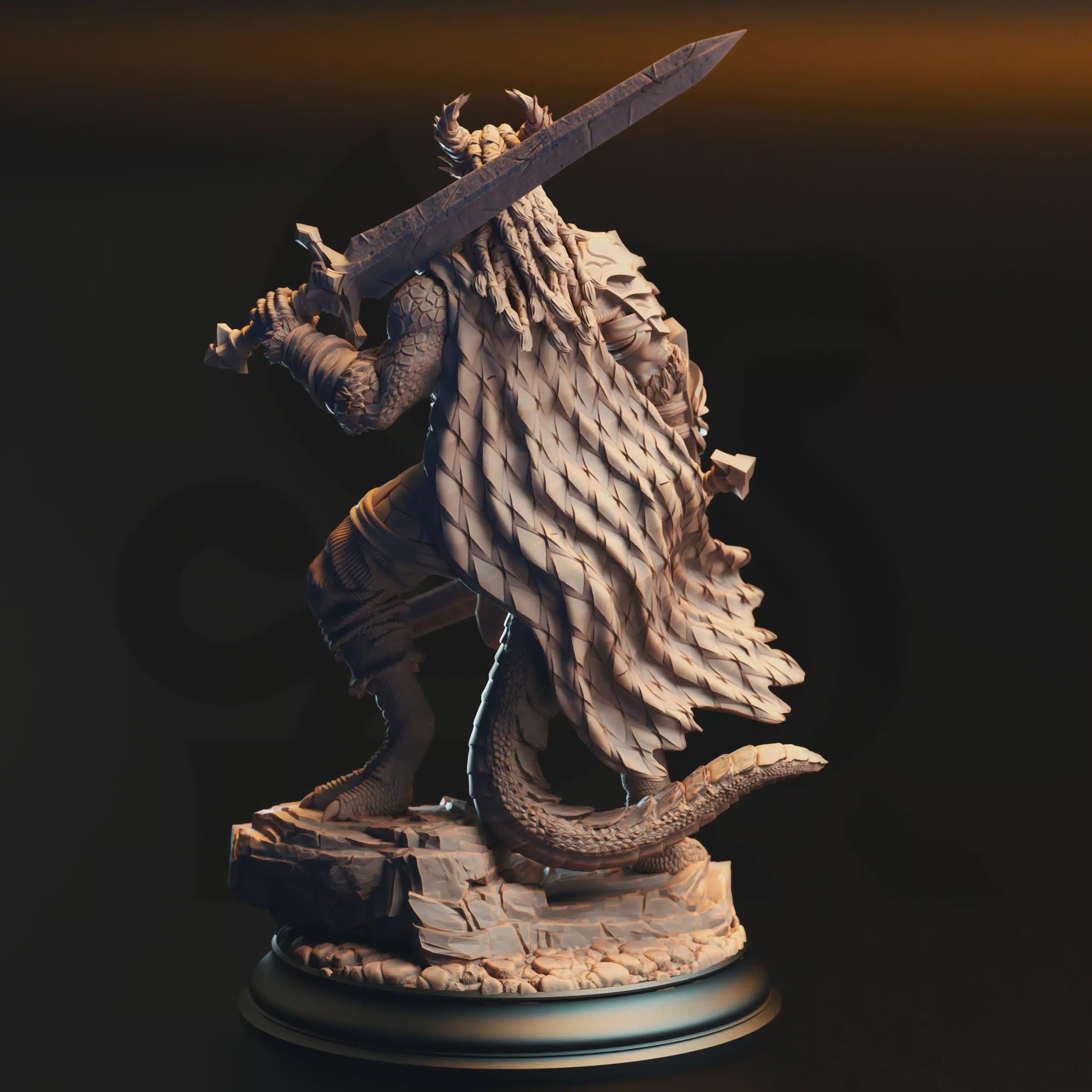 Dragonkin Barbarian Miniature - Skraa Dark-Eye - DM Stash