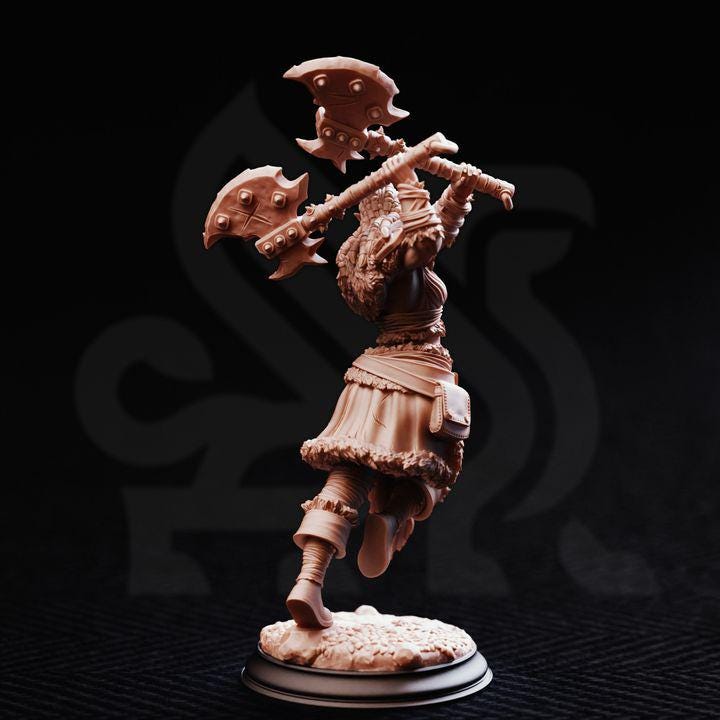 Female Half-Orc Barbarian Miniature - Tekrana of the Bloodfangs - DM Stash