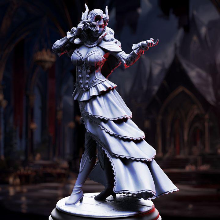 Female Human Vampire Bard - Carmine Duvall, Vampire Courtesan - DM Stash