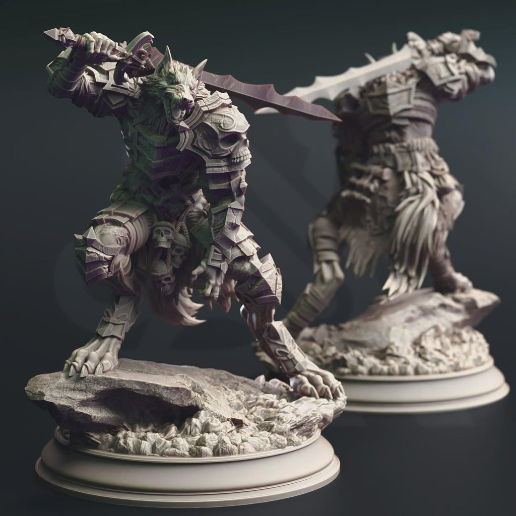 Lycanthrope Barbarian Fighter Miniature - Corsicus, Werewolf Knight - DM Stash