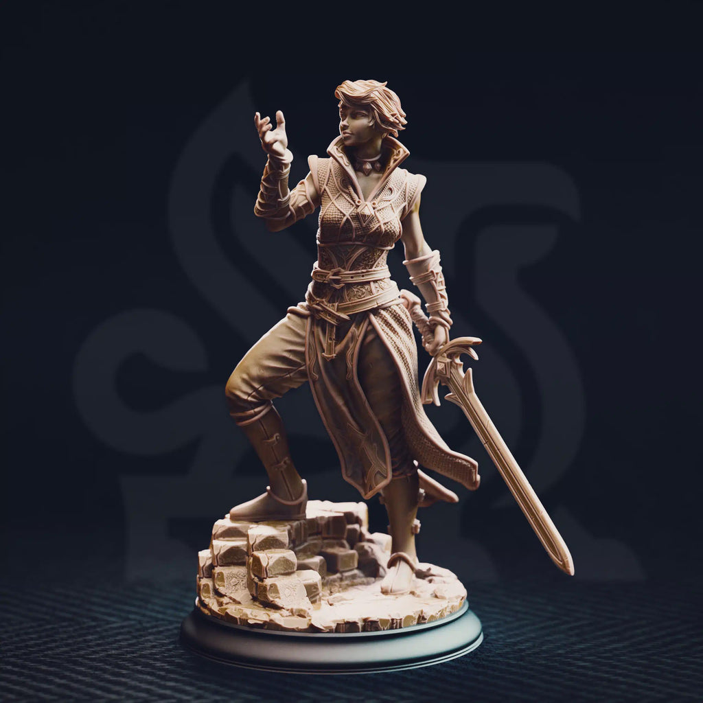 Female Elf Warlock Miniature - Karisia of Timberly, Hexbound Half-Elf - DM Stash