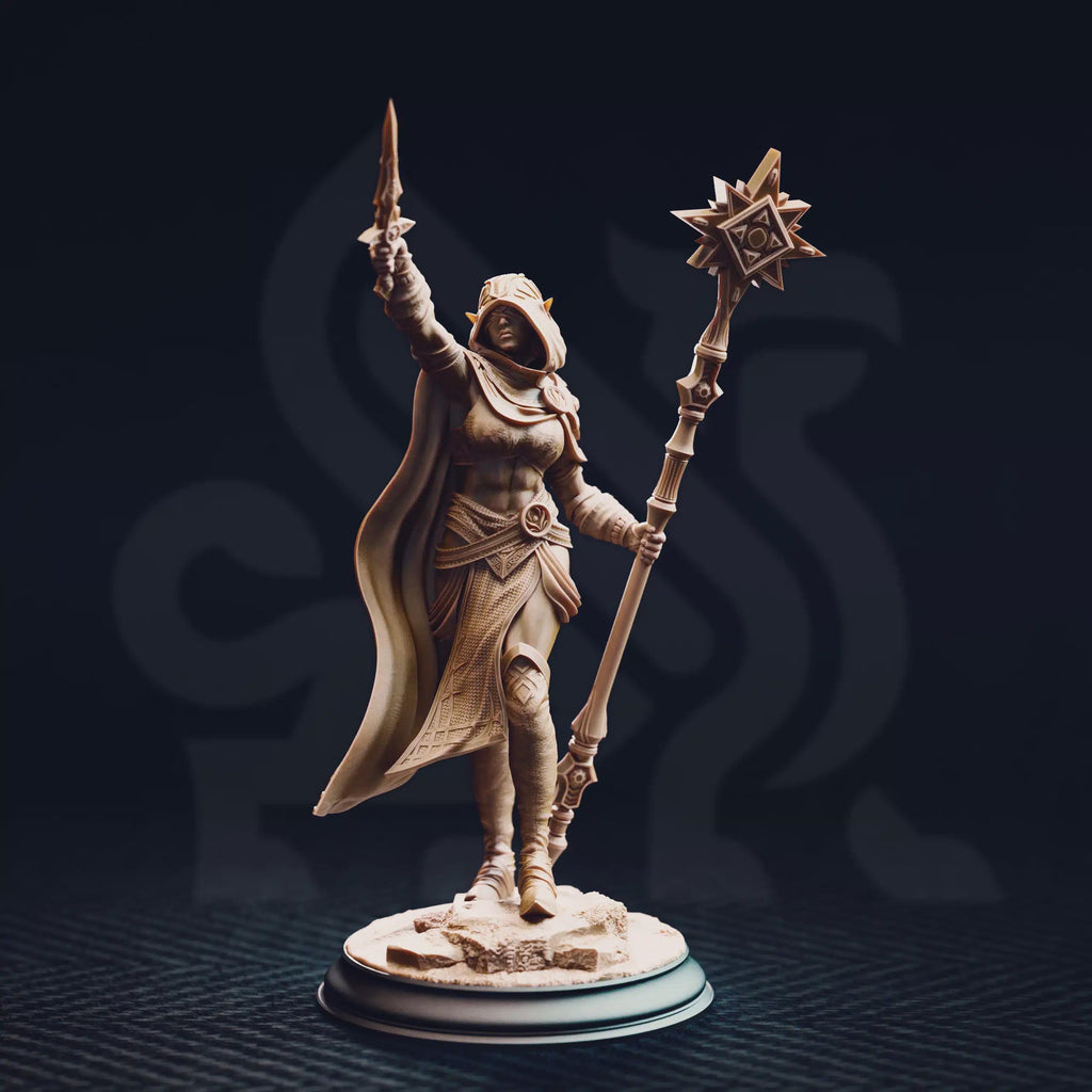 Female Elf Cleric Miniature - Ilisyia of the Tower Dunes, Desert Priestess - DM Stash