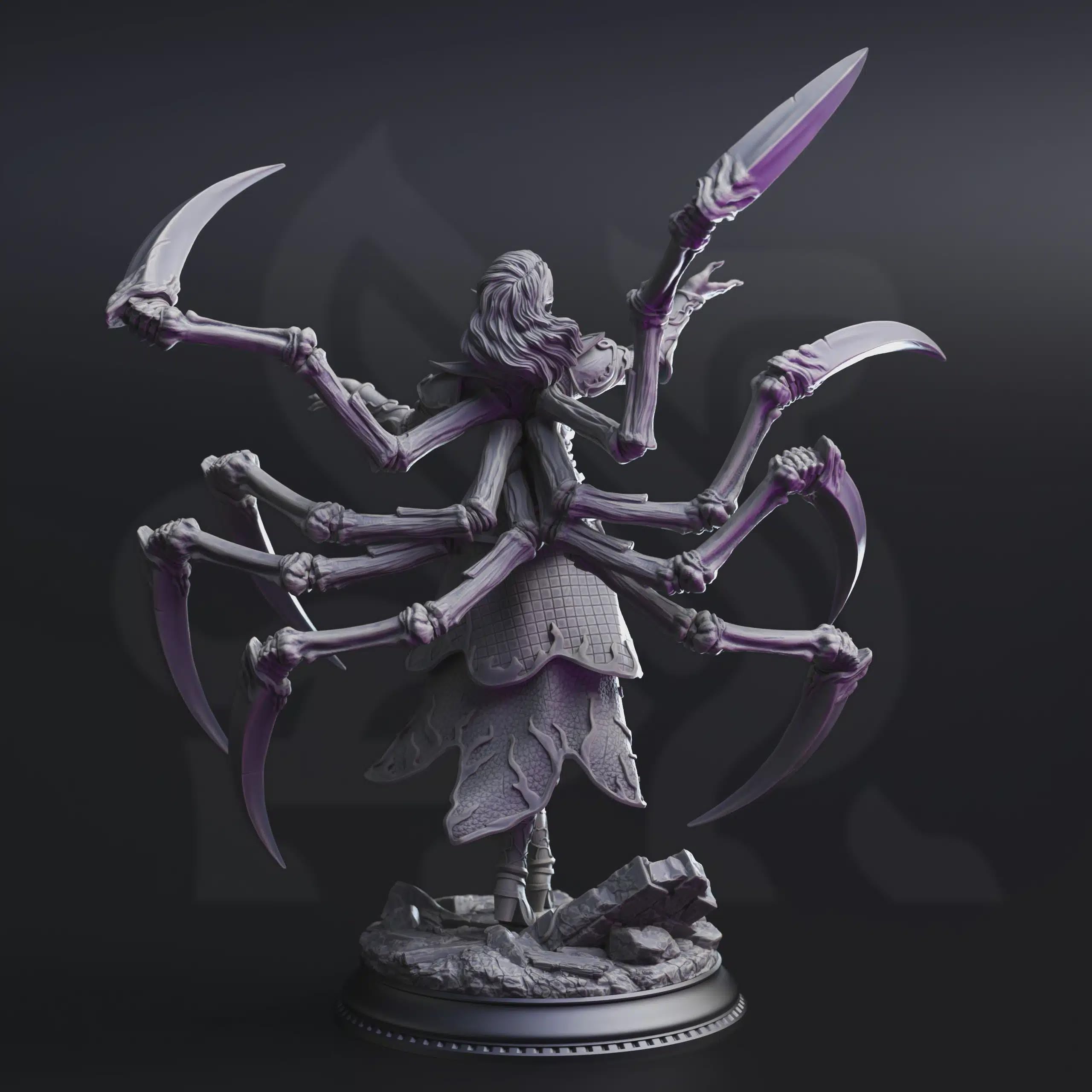 Female Drow Monstrosity Miniature - Dirthana of the Void’s Embrace, Ascended Spider Sorceress - DM Stash