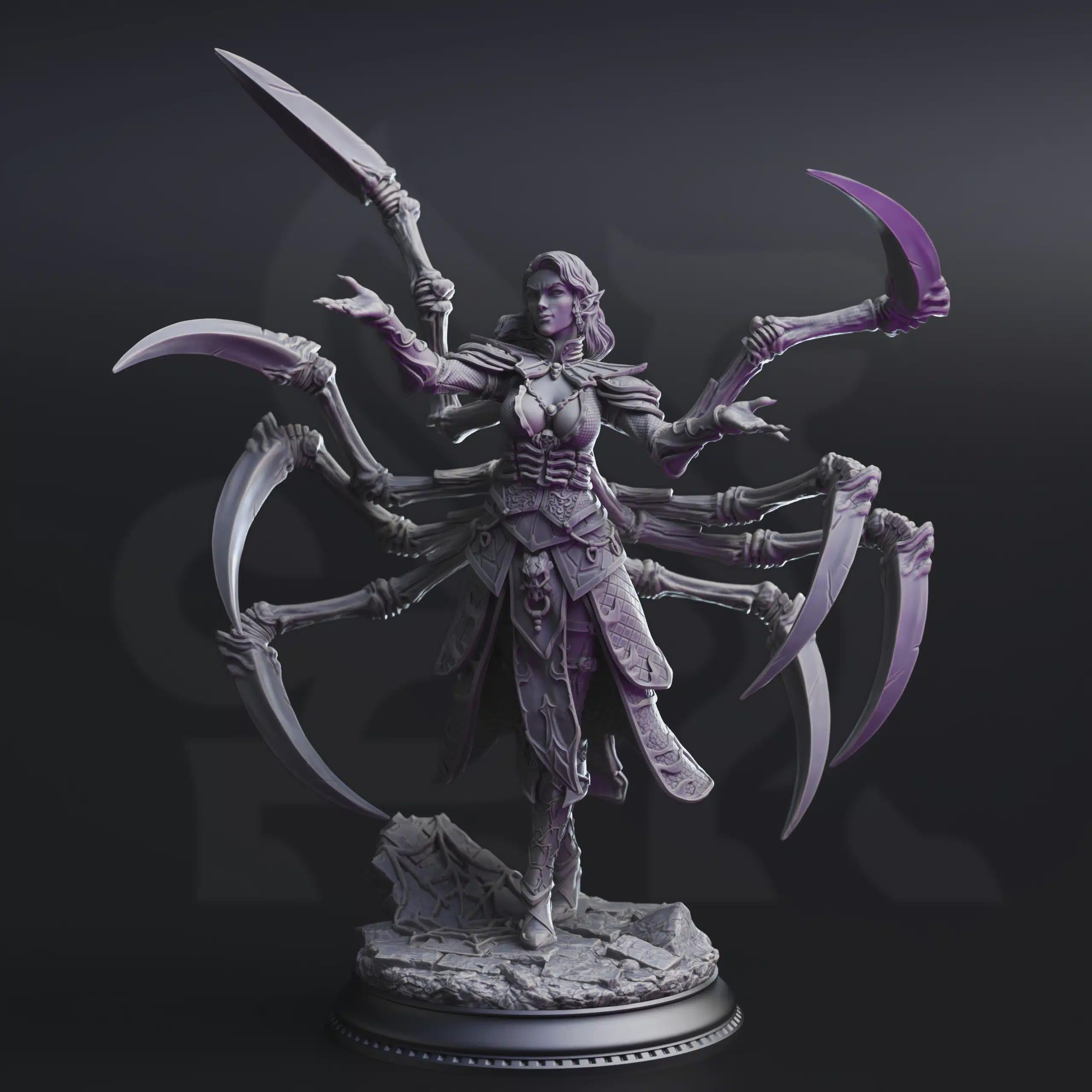 Female Drow Monstrosity Miniature - Dirthana of the Void’s Embrace, Ascended Spider Sorceress - DM Stash