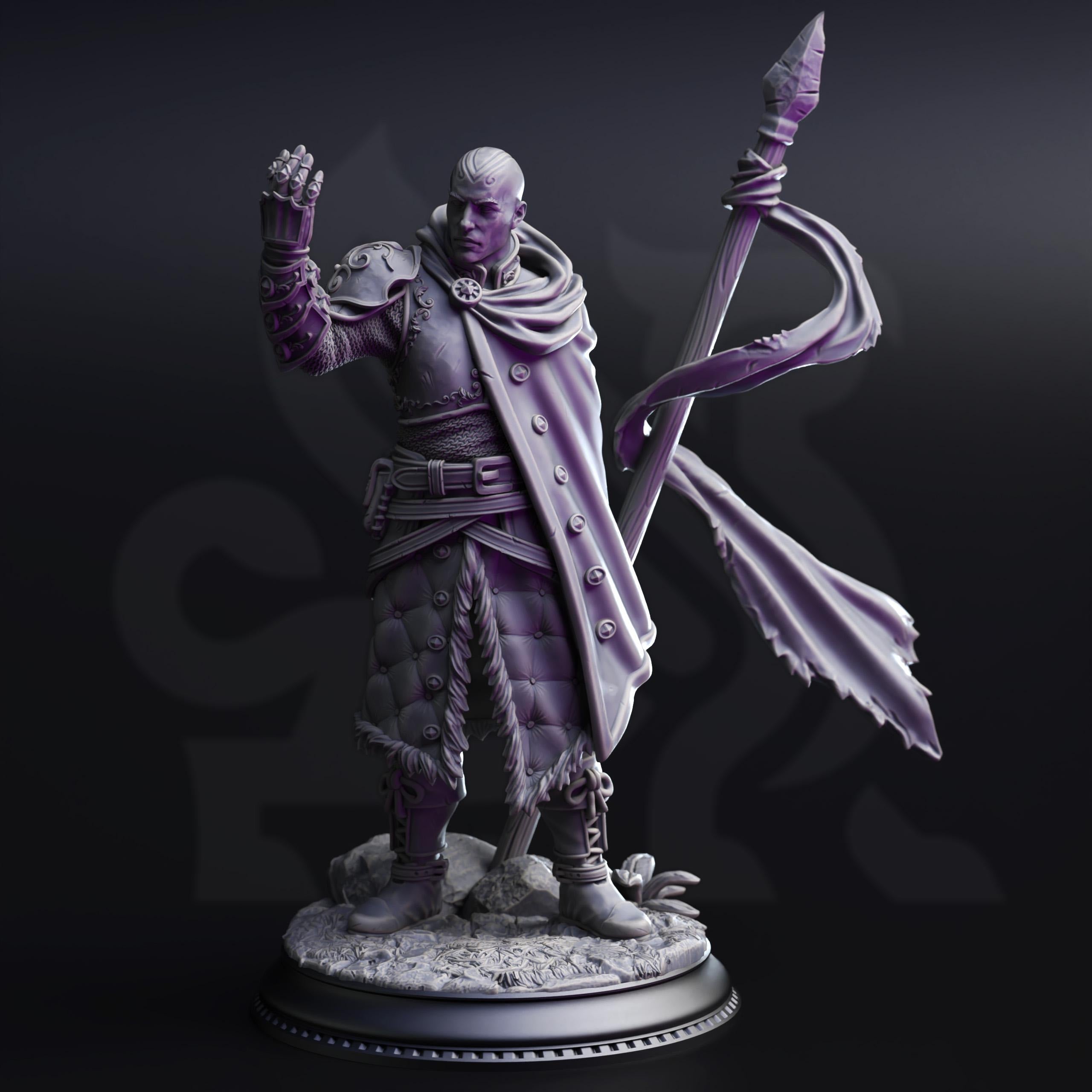 Human Psionic Paladin Miniature - Kaiar the Omniscient, Psionic Knight - DM Stash