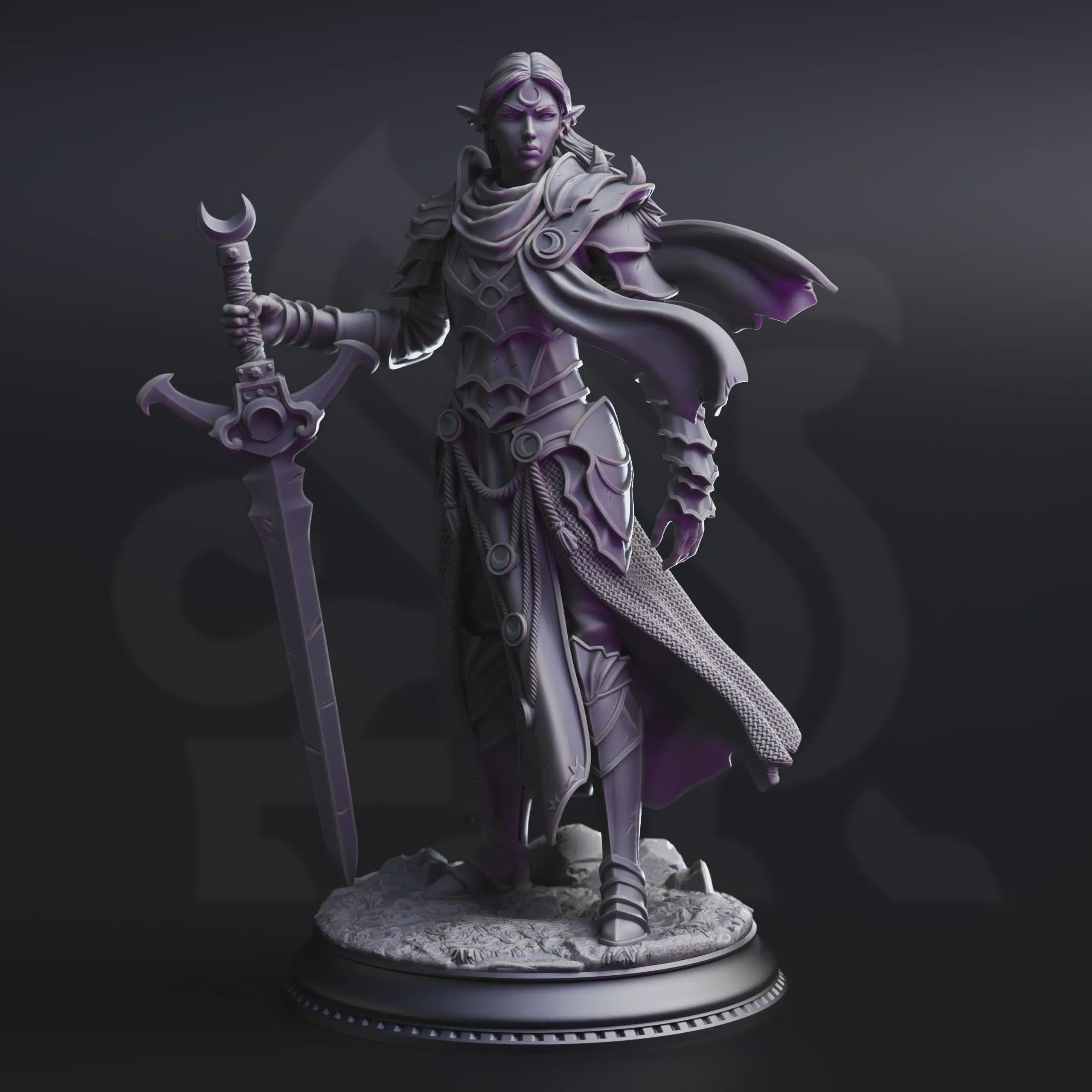 Female Drow Paladin Miniature - Ilnia Vasrith, Paladin of the Moon’s Sanctum - DM Stash