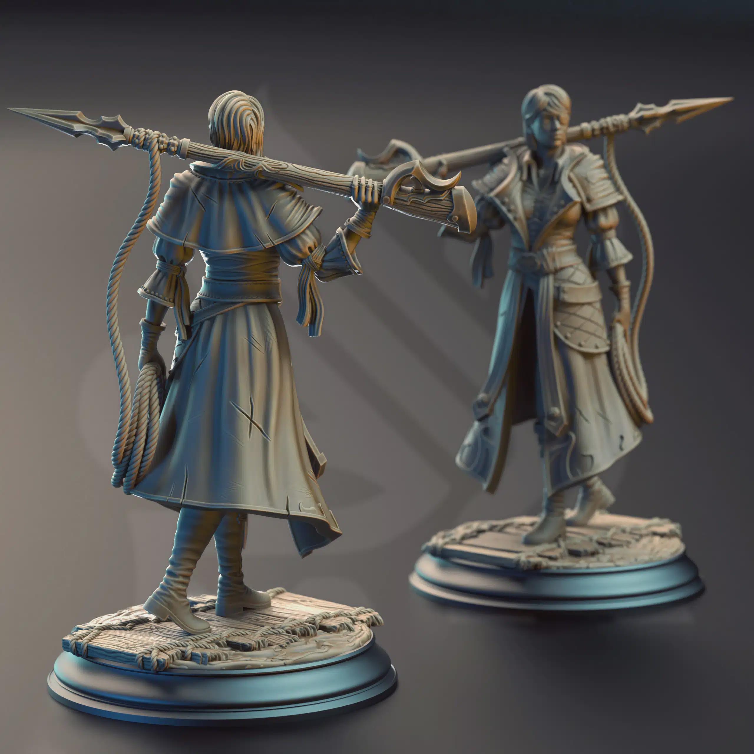 Female Human Ranger Miniature - Fiona “Dead-Eye” Stuttgart, Harpoon Marksman - DM Stash