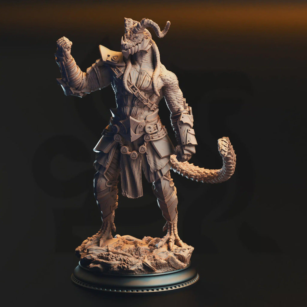 Dragonkin Fighter Miniature - Vaakrin Steeljaw - DM Stash
