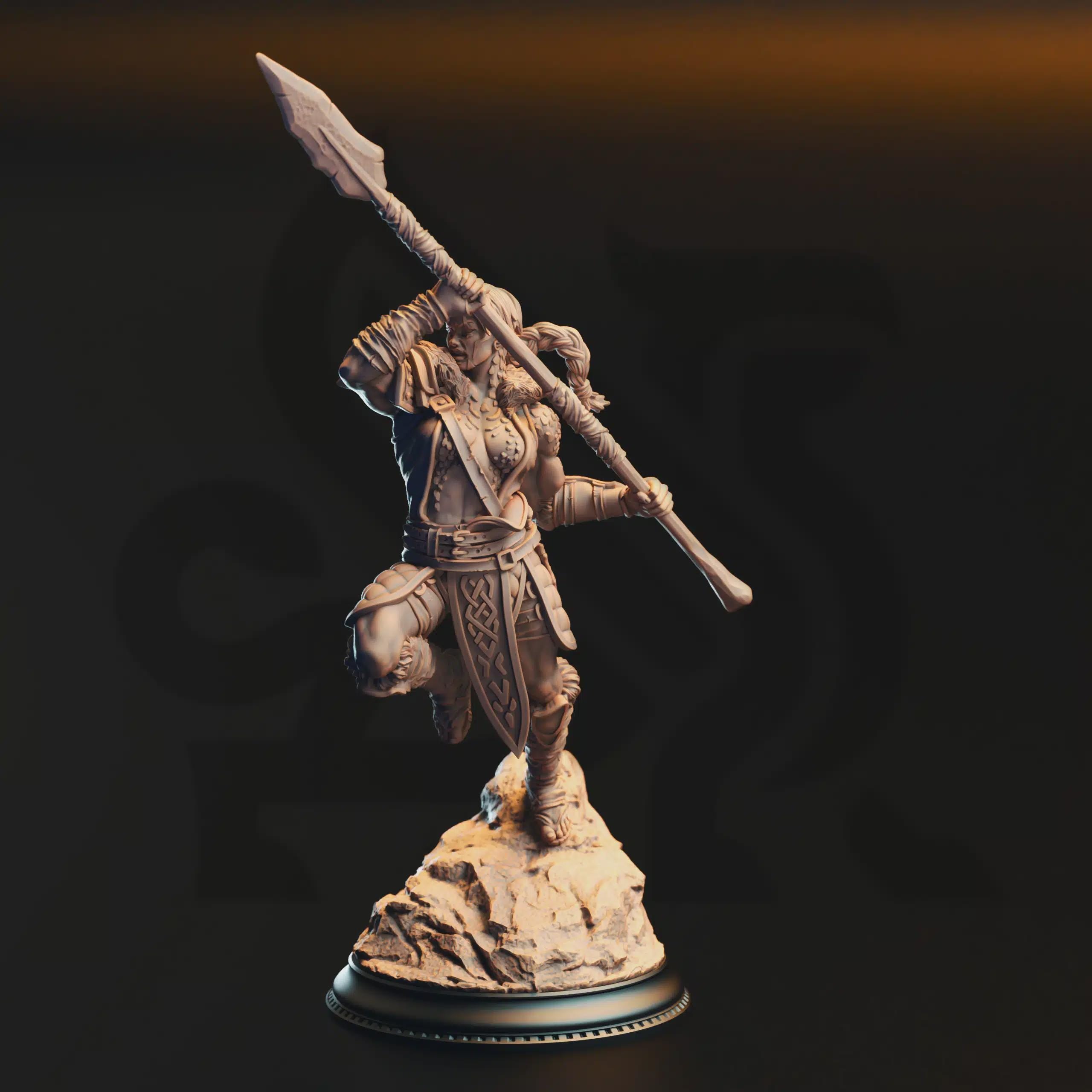 Female Dragonkin Barbarian Miniature - Illyria Spineshatter, Half-Dragon Barbarian - DM Stash