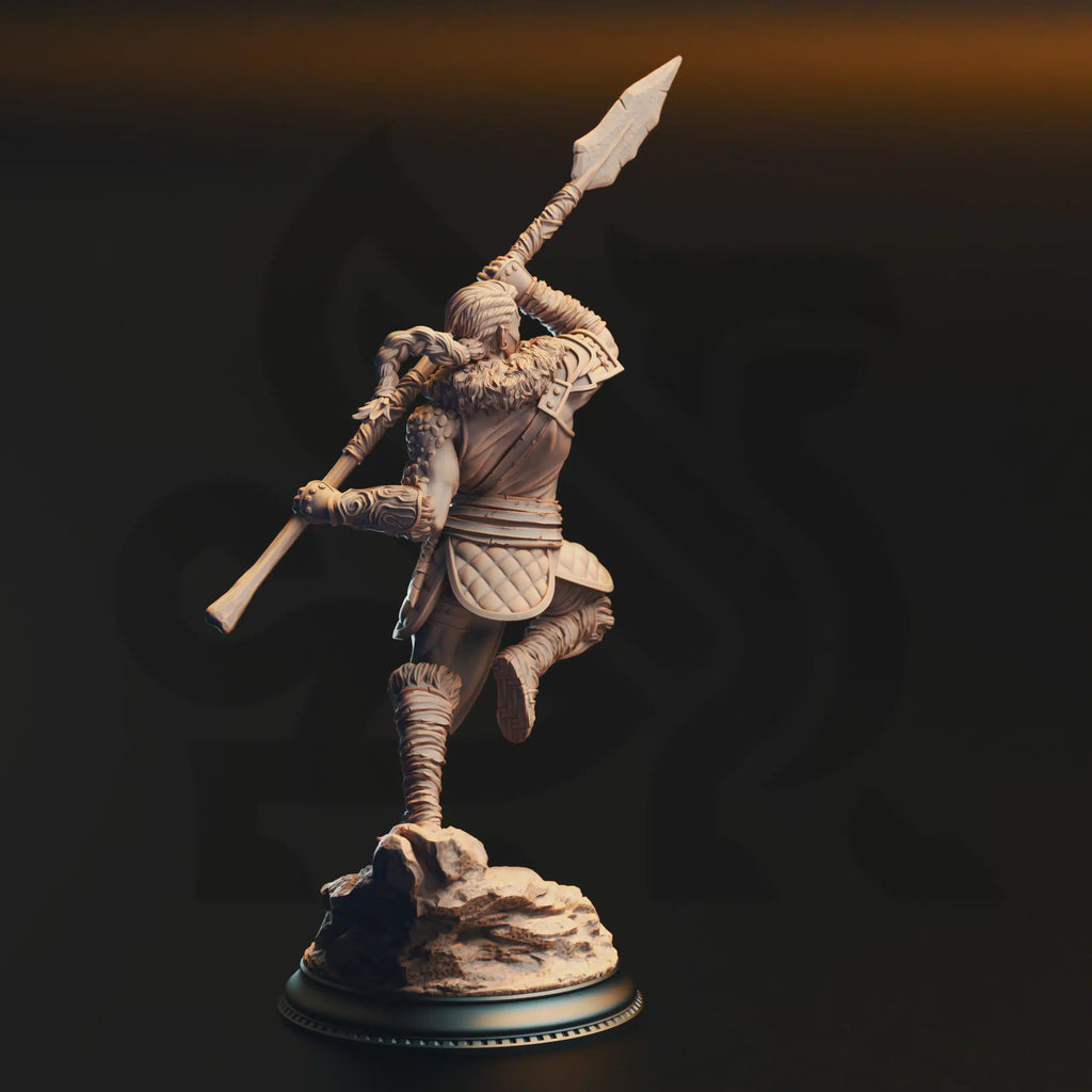 Female Dragonkin Barbarian Miniature - Illyria Spineshatter, Half-Dragon Barbarian - DM Stash