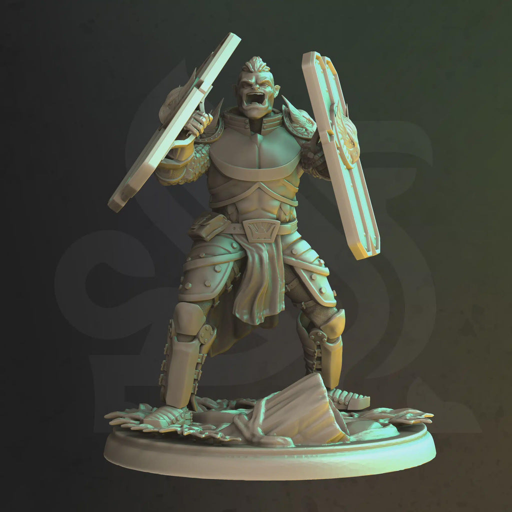 Half-Orc Vanguard Fighter Miniature - Trenon, Vanguard - DM Stash
