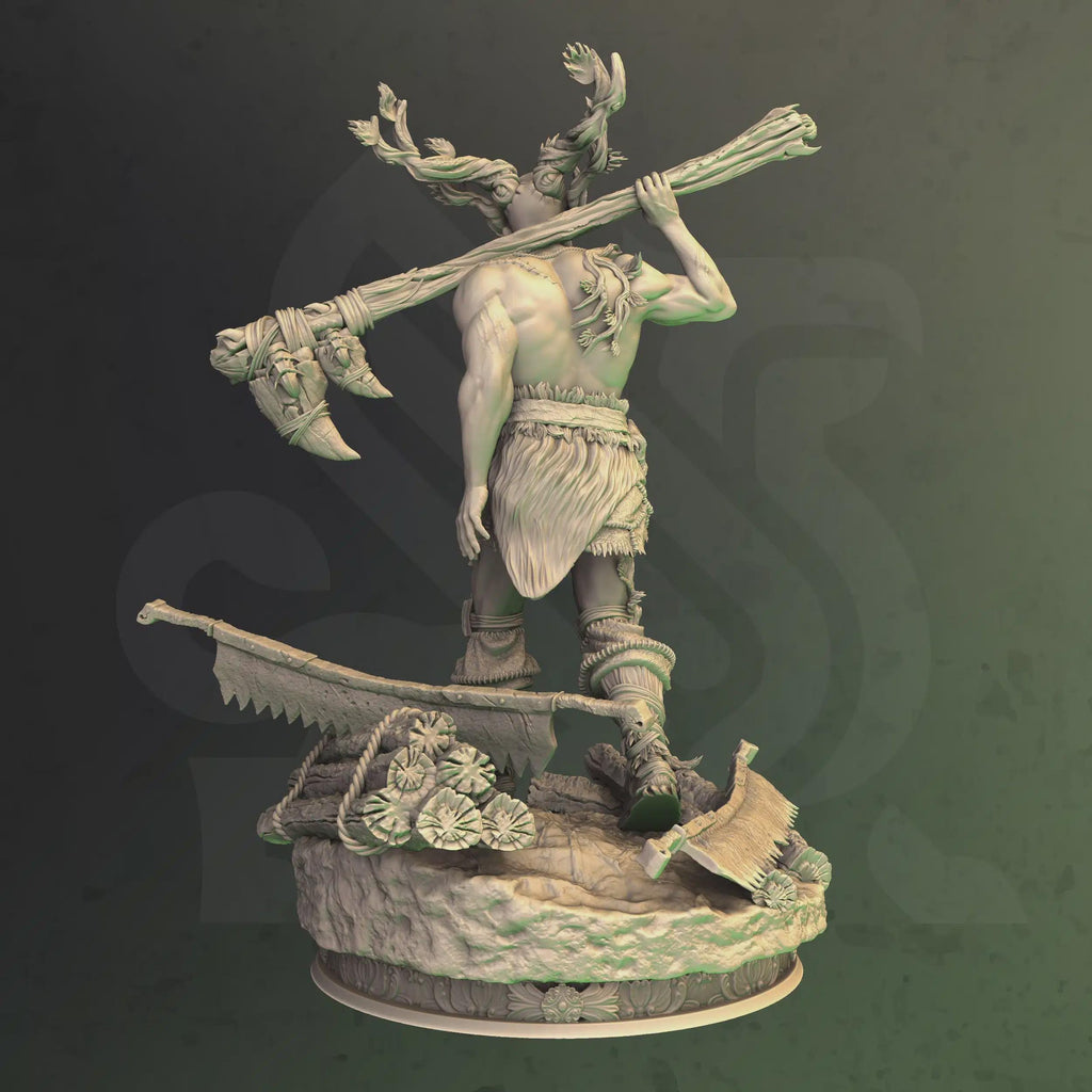 Human Druid Barbarian Miniature - Treneal Ironbark, Devoted Warrior - DM Stash