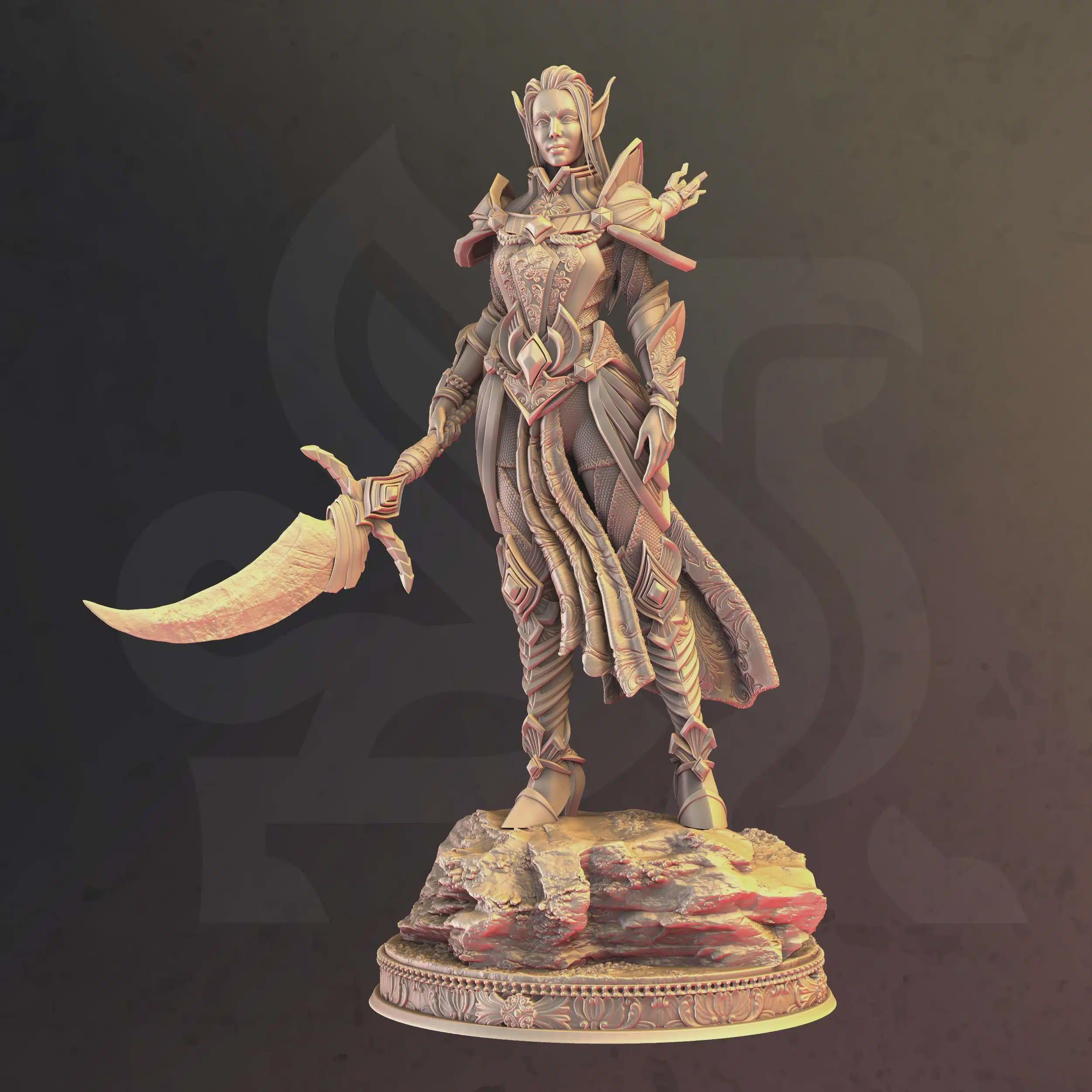 Female Elf Paladin Miniature - Tyriana, Blade of Faith - DM Stash