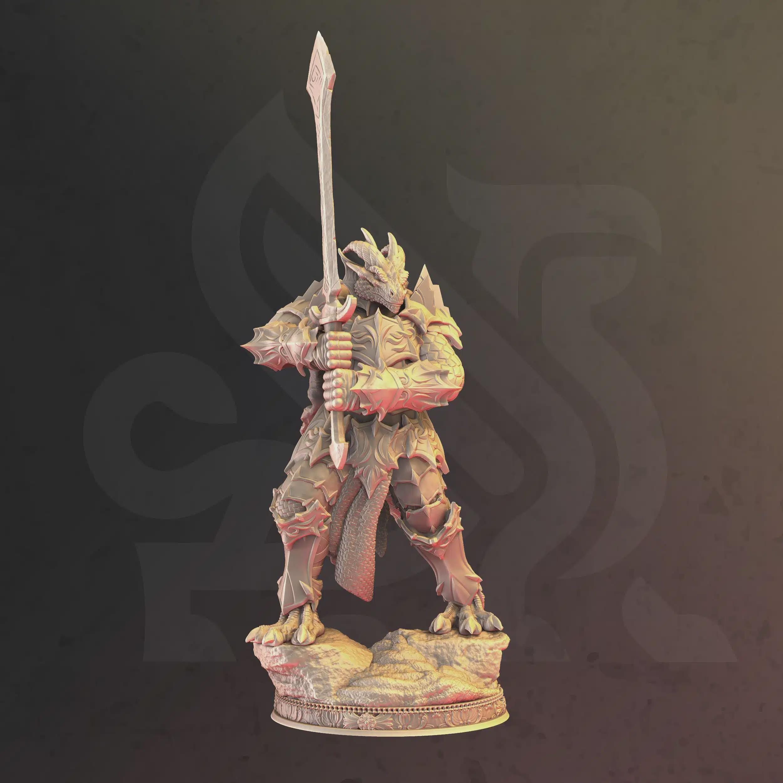 Dragonkin Paladin Miniature - Krimmdar, Knight-Faith - DM Stash