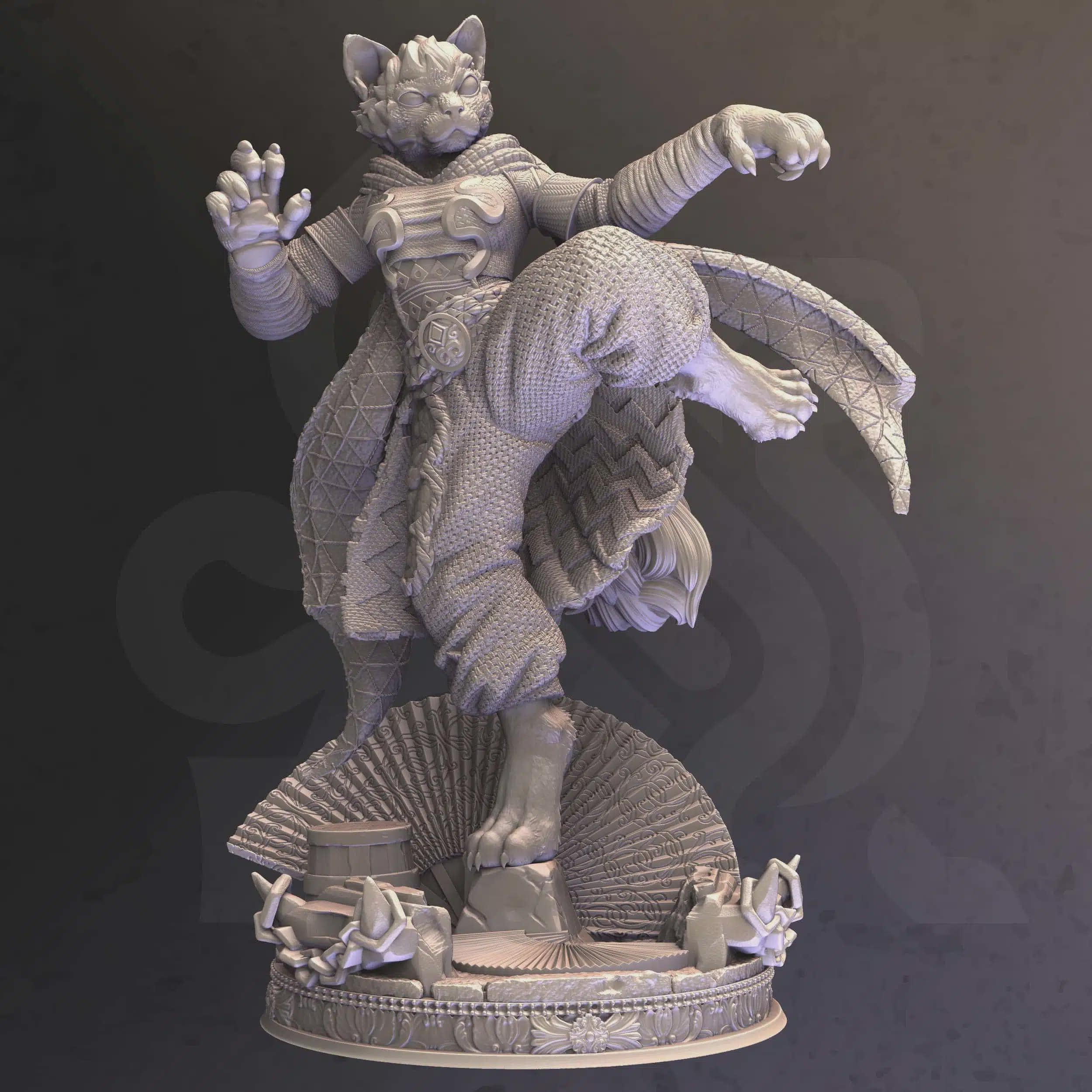 Female Catfolk Monk Miniature - Katrin Veldius, Travelling Assassin - DM Stash
