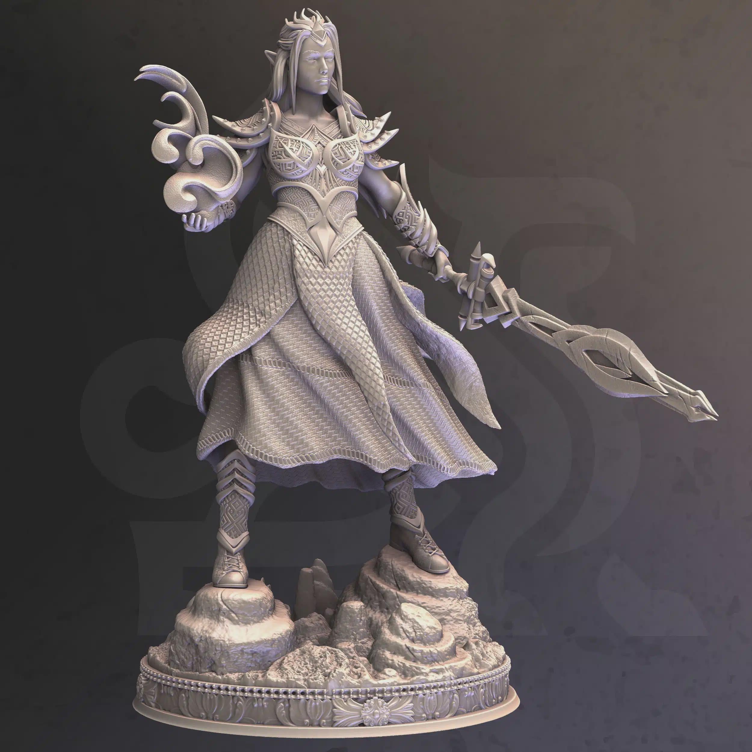 Female Elf Wizard Miniature - Elaina Naire, The Deathbringer - DM Stash