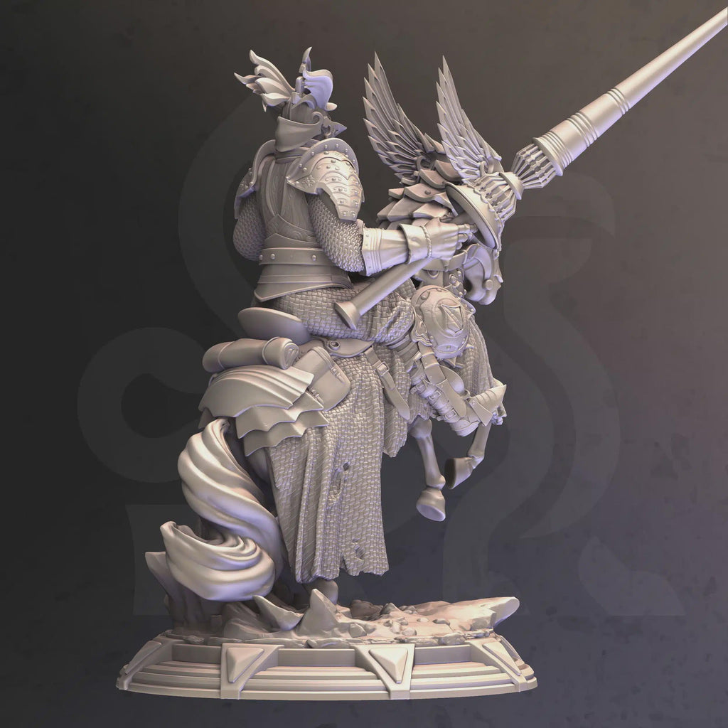 Mounted Human Paladin Miniature - Sir Brax Attican, Dark Knight - DM Stash