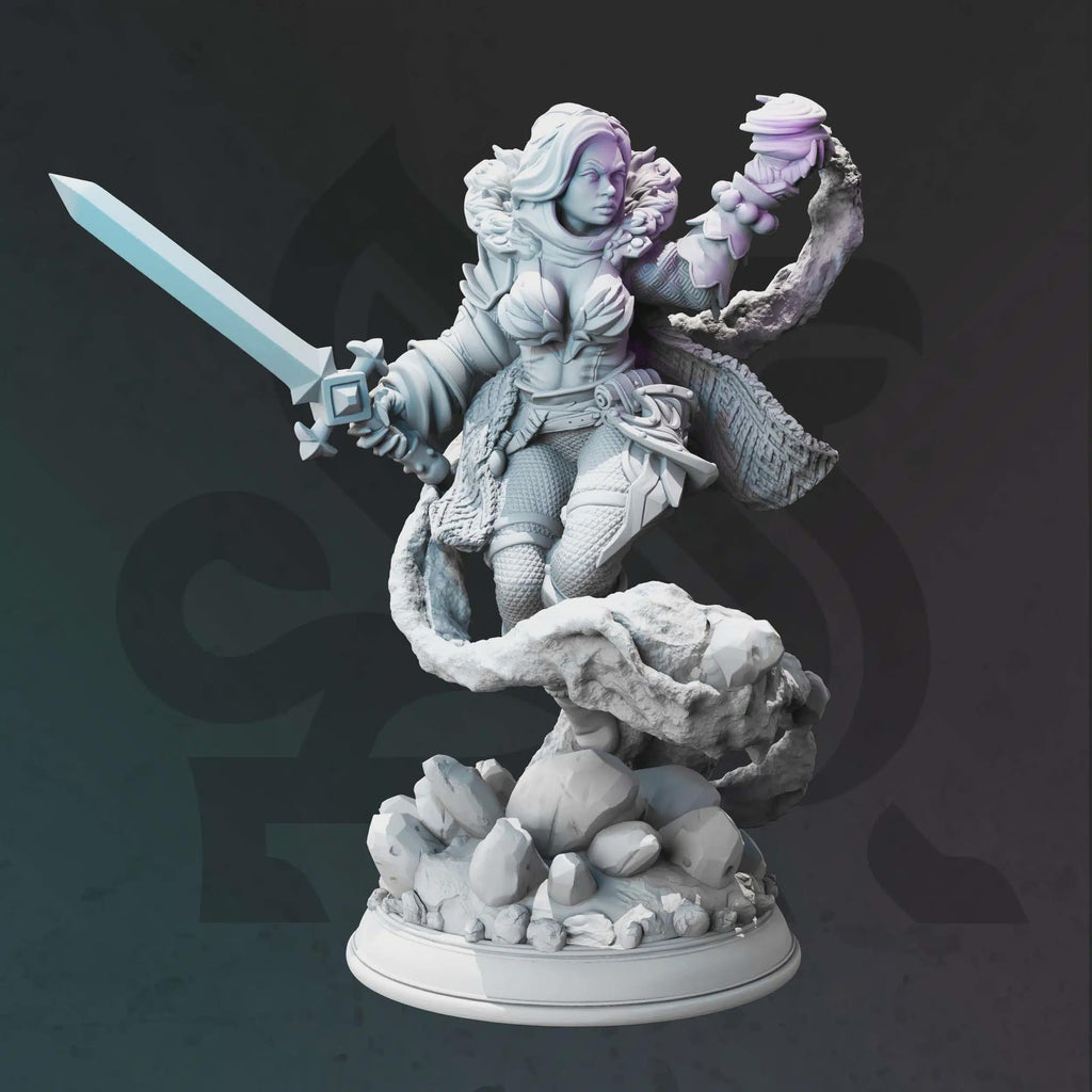 Female Halfling Wizard Miniature - Tirina Rose, Caster of the Watch - DM Stash