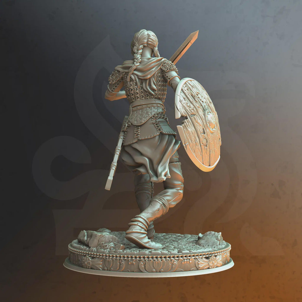 Female Human Fighter Miniature - Freya The Fearless - DM Stash
