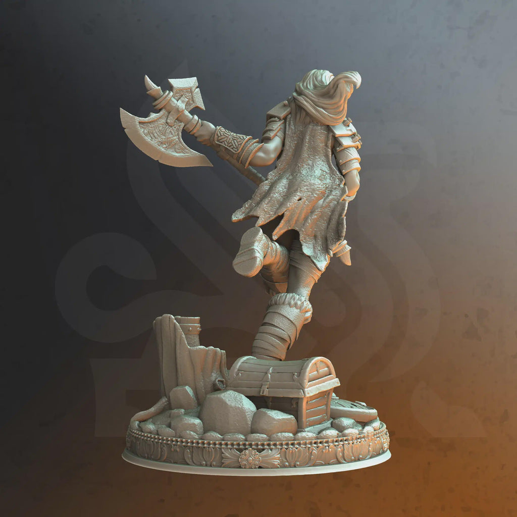 Female Human Barbarian Miniature - Aedre The Angry - DM Stash