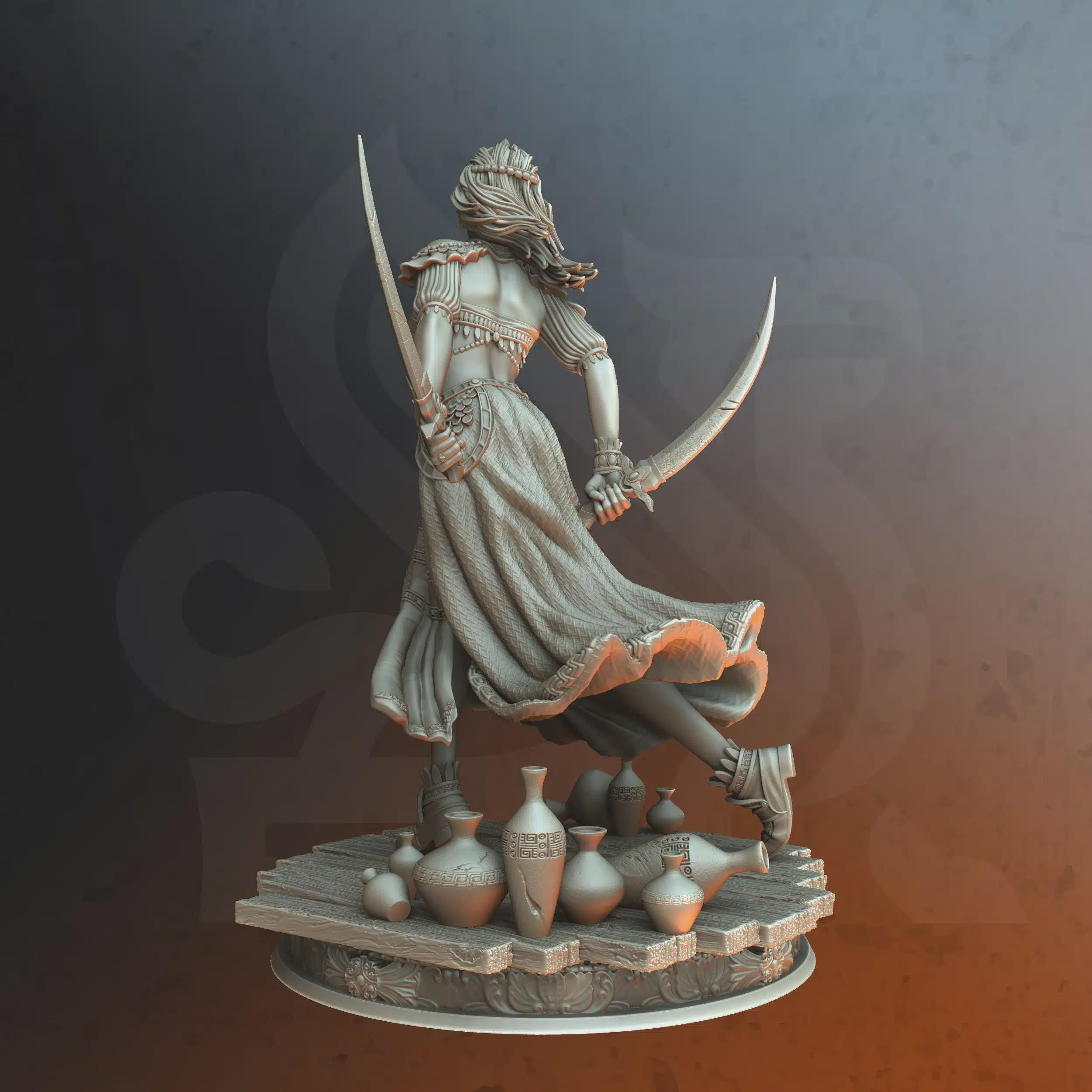 Female Human Rogue Miniature - Nahida, Sword Dancer - DM Stash