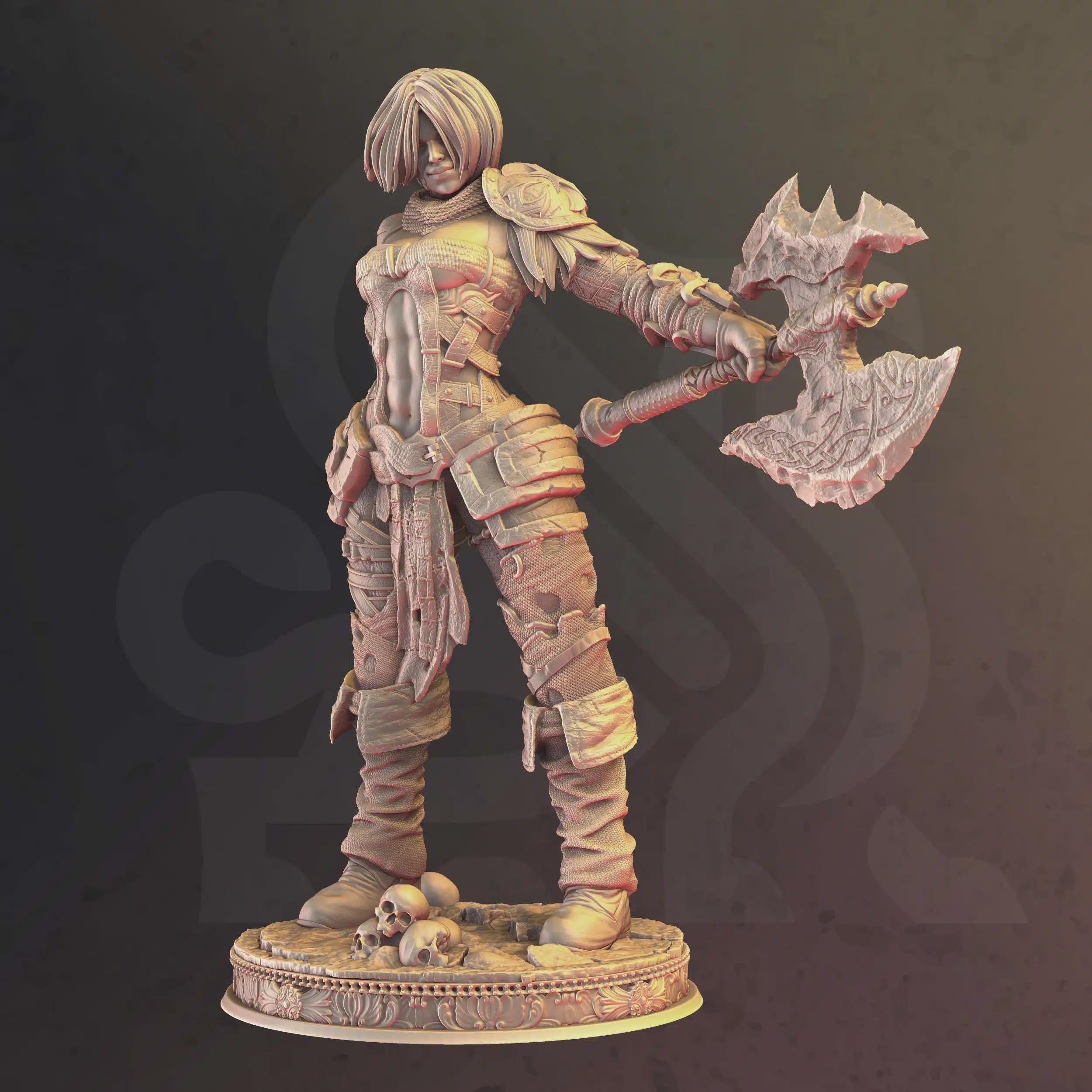 Female Goliath Barbarian Miniature - Agga Eyes-Like-Eagle - DM Stash
