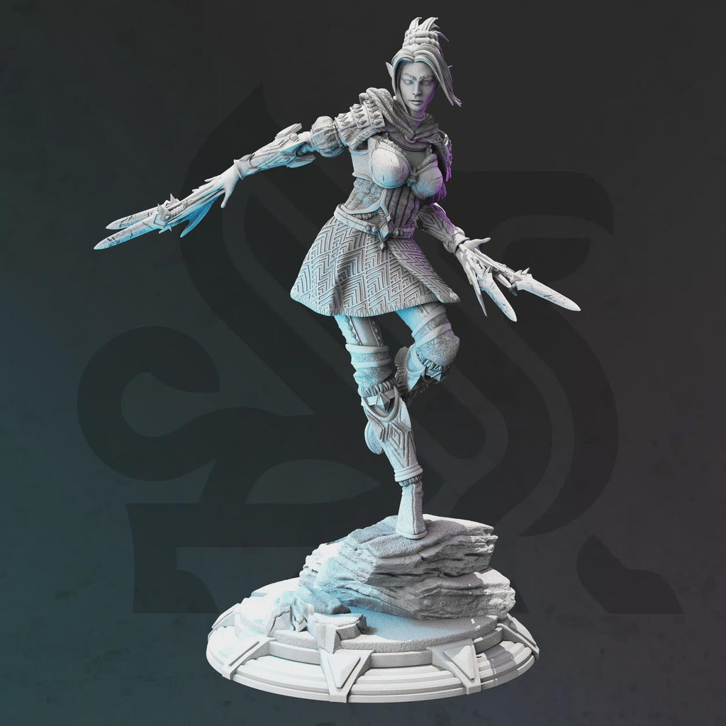 Female Elf Rogue Miniature - Calanar, Psionic Knife - DM Stash