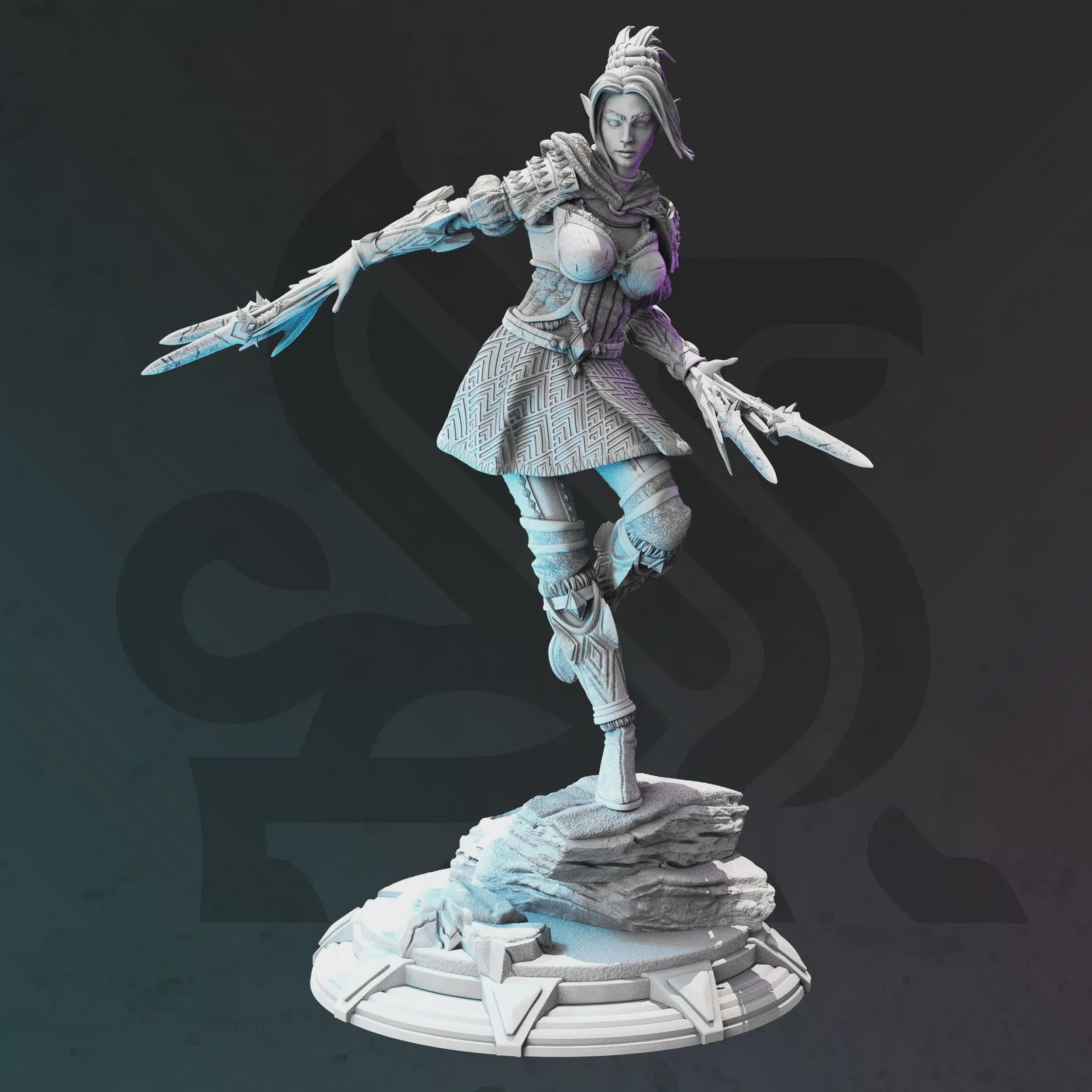 Female Elf Rogue Miniature - Calanar, Psionic Knife - DM Stash
