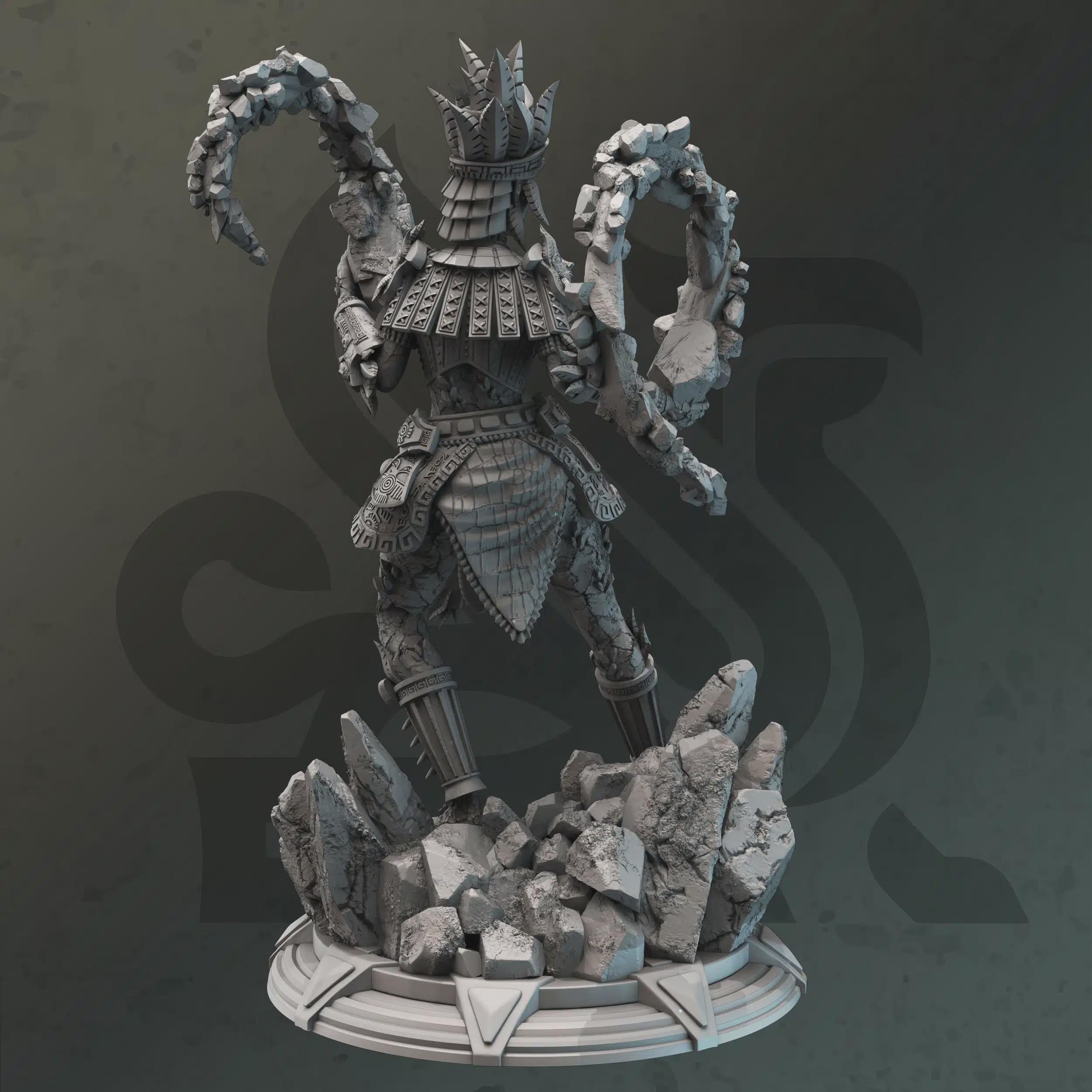 Female Elemi Sorcerer Miniature - Ruby Silt, Earthen Geomancer - DM Stash