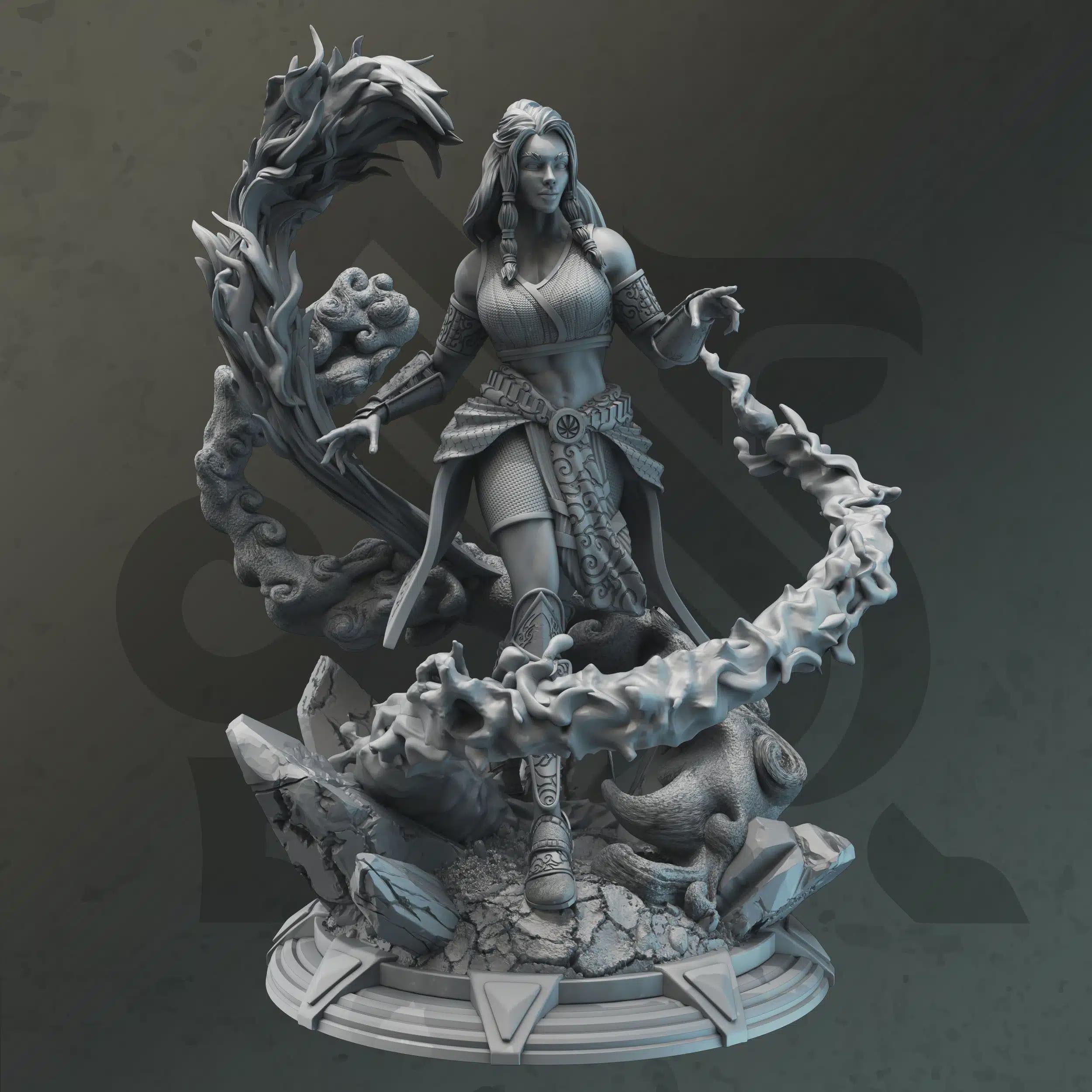 Female Elemi Monk Miniature - Kitarlia of Tenger, Incarnation of Maethromin - DM Stash
