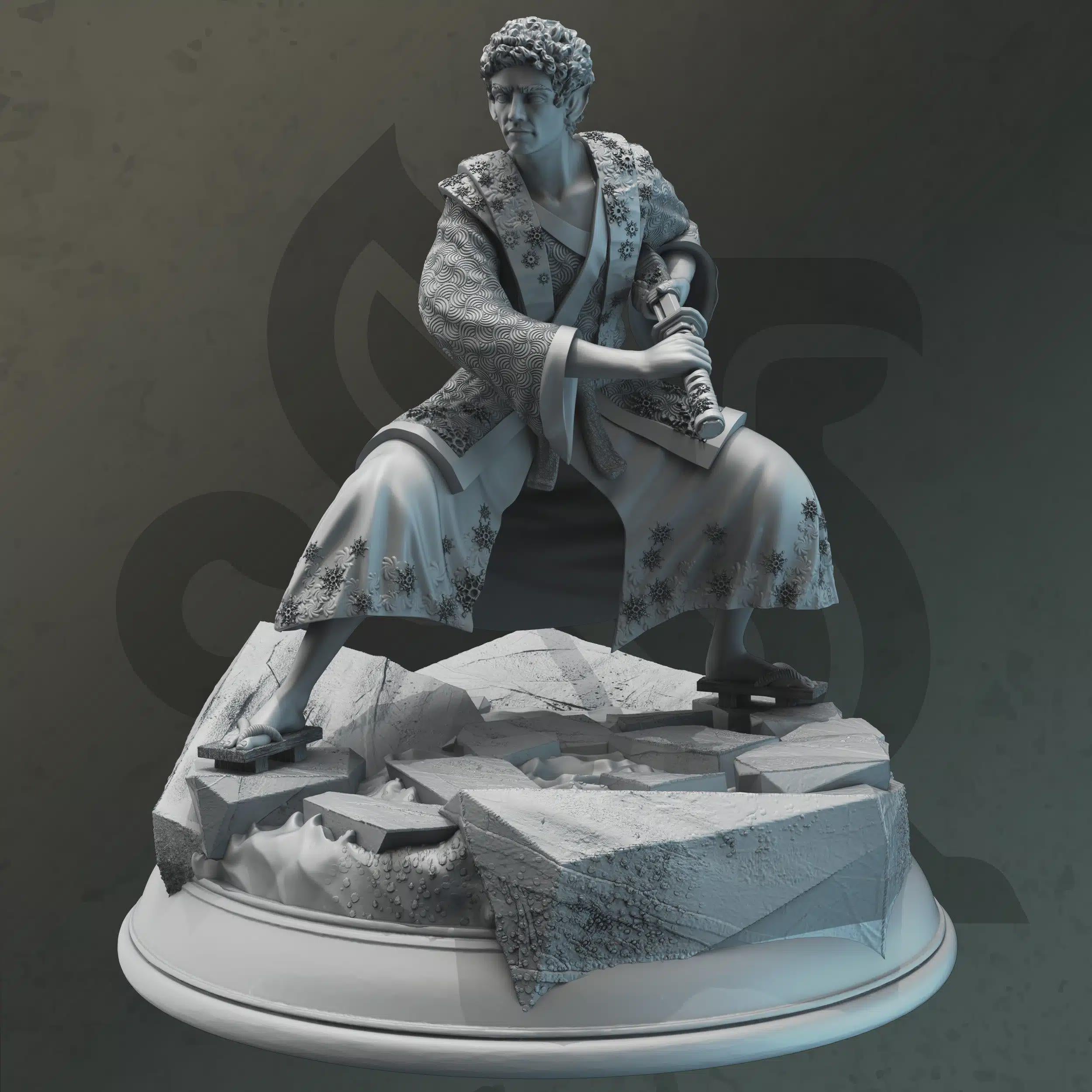 Elf Fighter Miniature - Ayrin Enviern, The Ocean Dancer - DM Stash