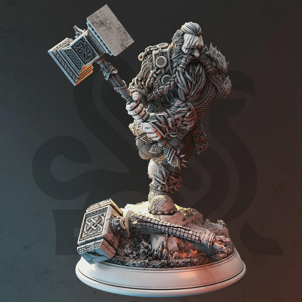 Dwarf Barbarian Fighter Miniature - Rend Mathias, The Madbeard - DM Stash