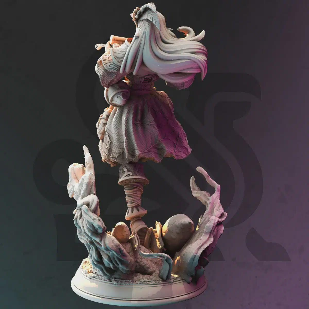 Female Drow Bard Miniature - Prednith the Precious, Spider Charmer - DM Stash