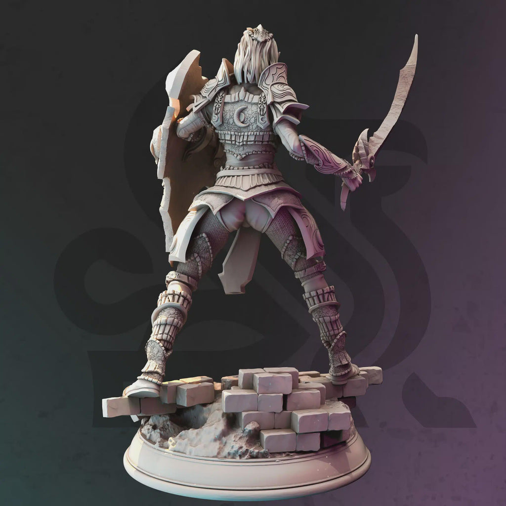 Female Drow Paladin Miniature - Mrina Reloth, Moon Paladin - DM Stash