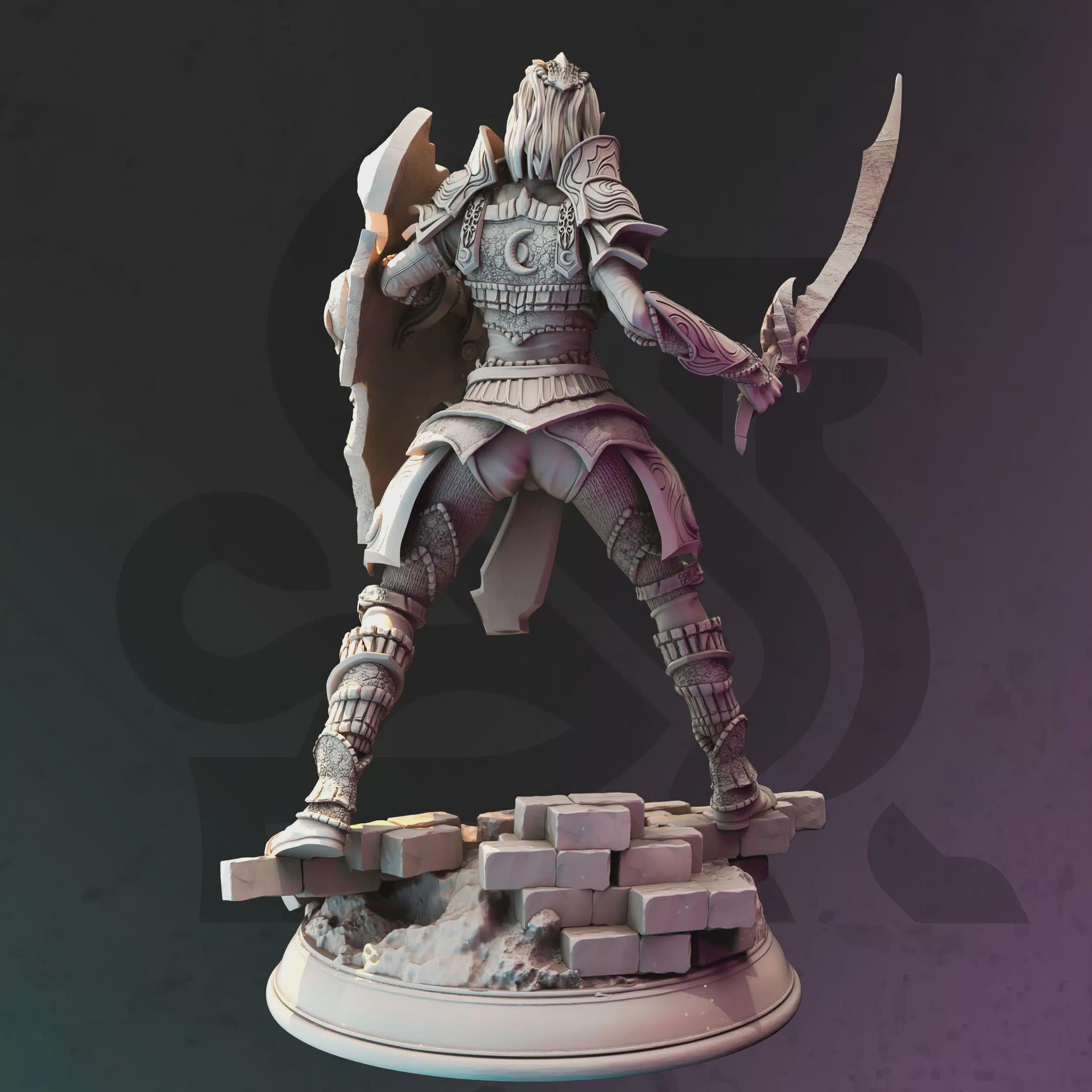 Female Drow Paladin Miniature - Mrina Reloth, Moon Paladin - DM Stash