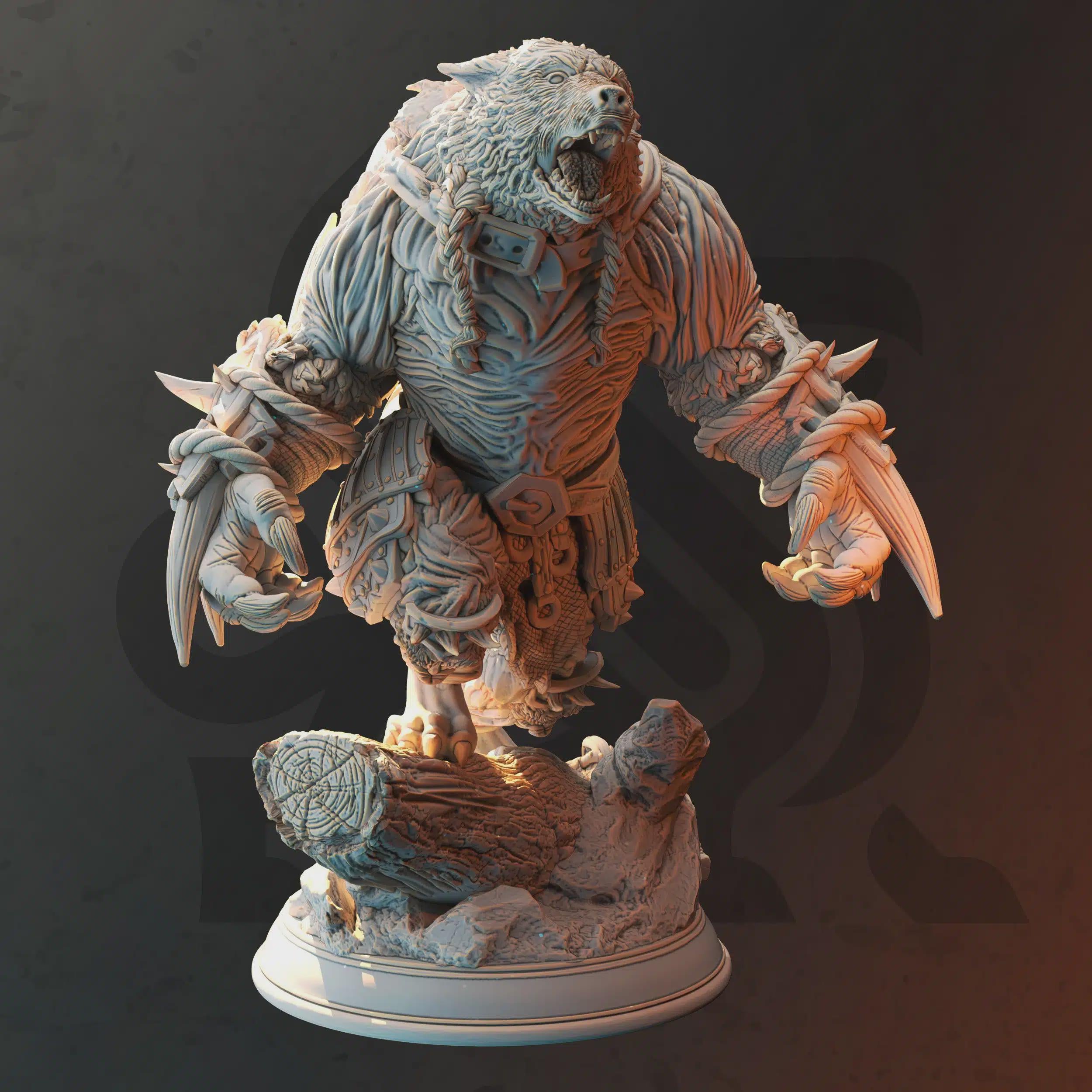 Female Beastfolk Barbarian Miniature - Hilda Bjornstain, Mother Bear (Werebear Form) - DM Stash