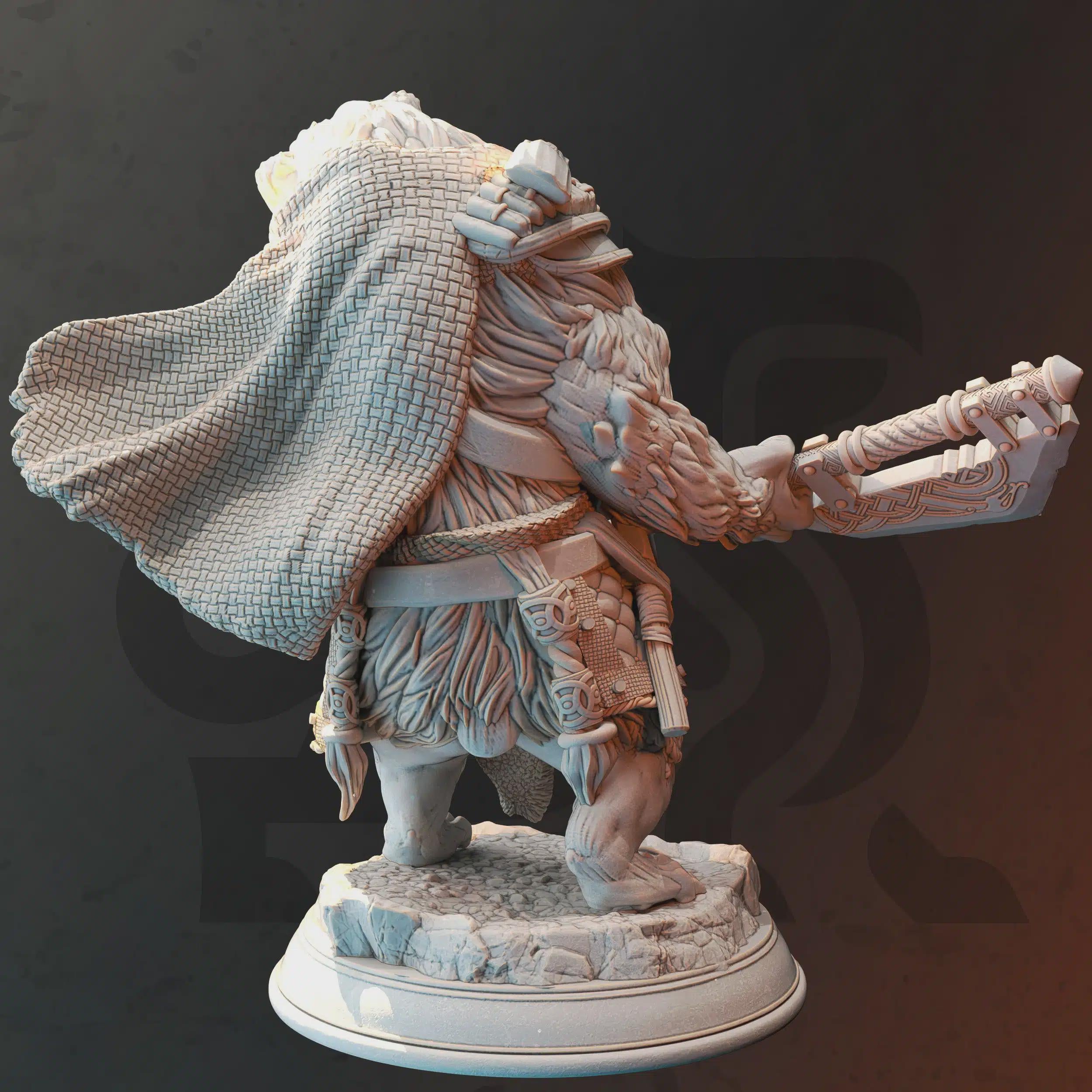 Beastfolk Barbarian Fighter Miniature - Orik Bjornstain (Werebear Form) - DM Stash
