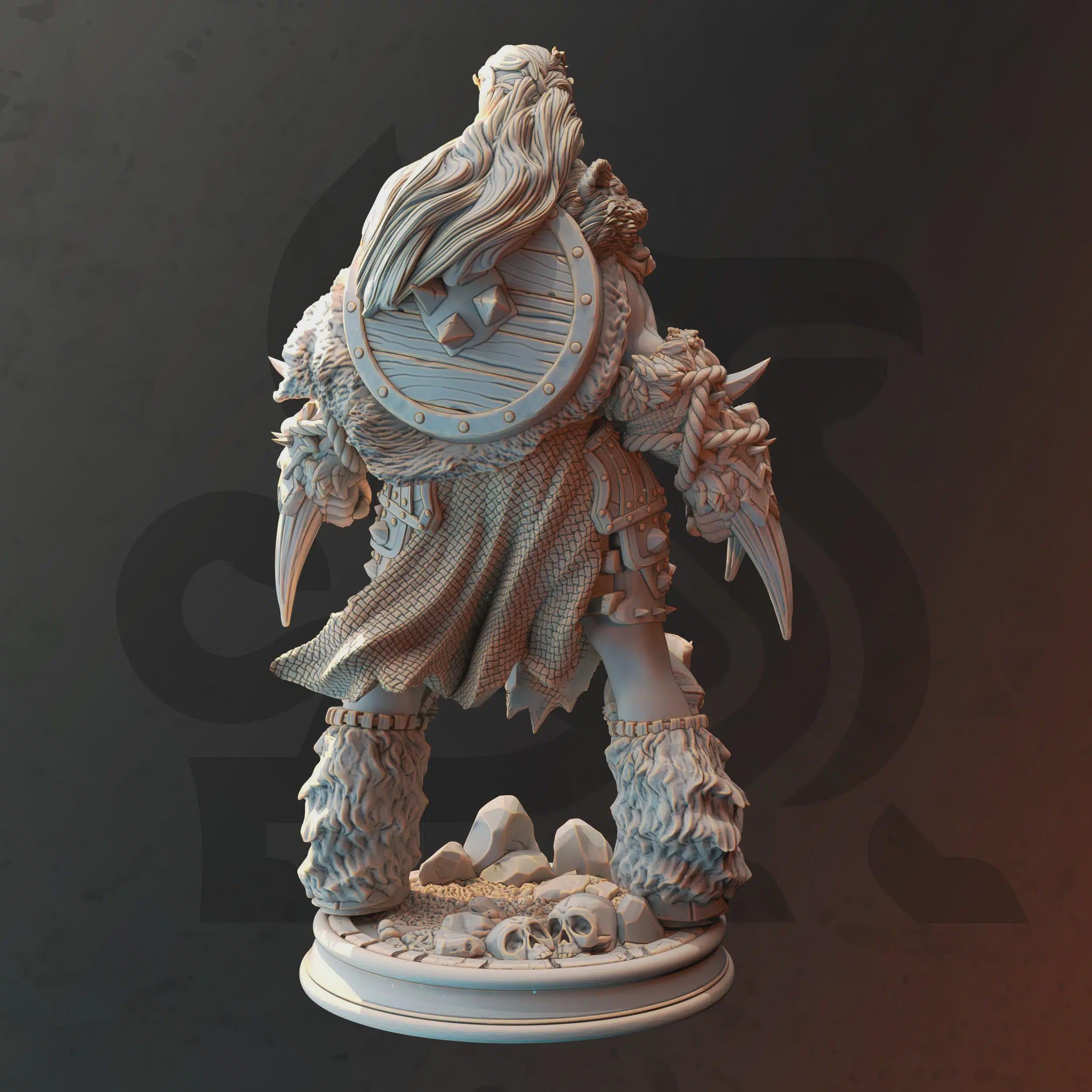 Female Human Barbarian Fighter Miniature - Hilda Bjornstain, Mother Bear - DM Stash