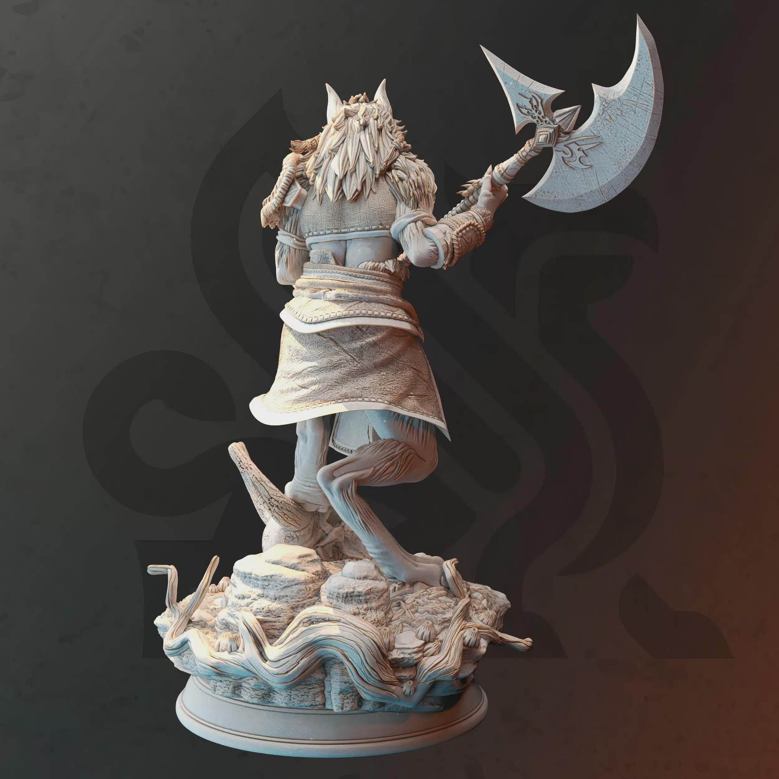 Female Werewolf Barbarian Fighter Miniature - Ariana Grey, The Wolf Queen (Wolf Form) - DM Stash
