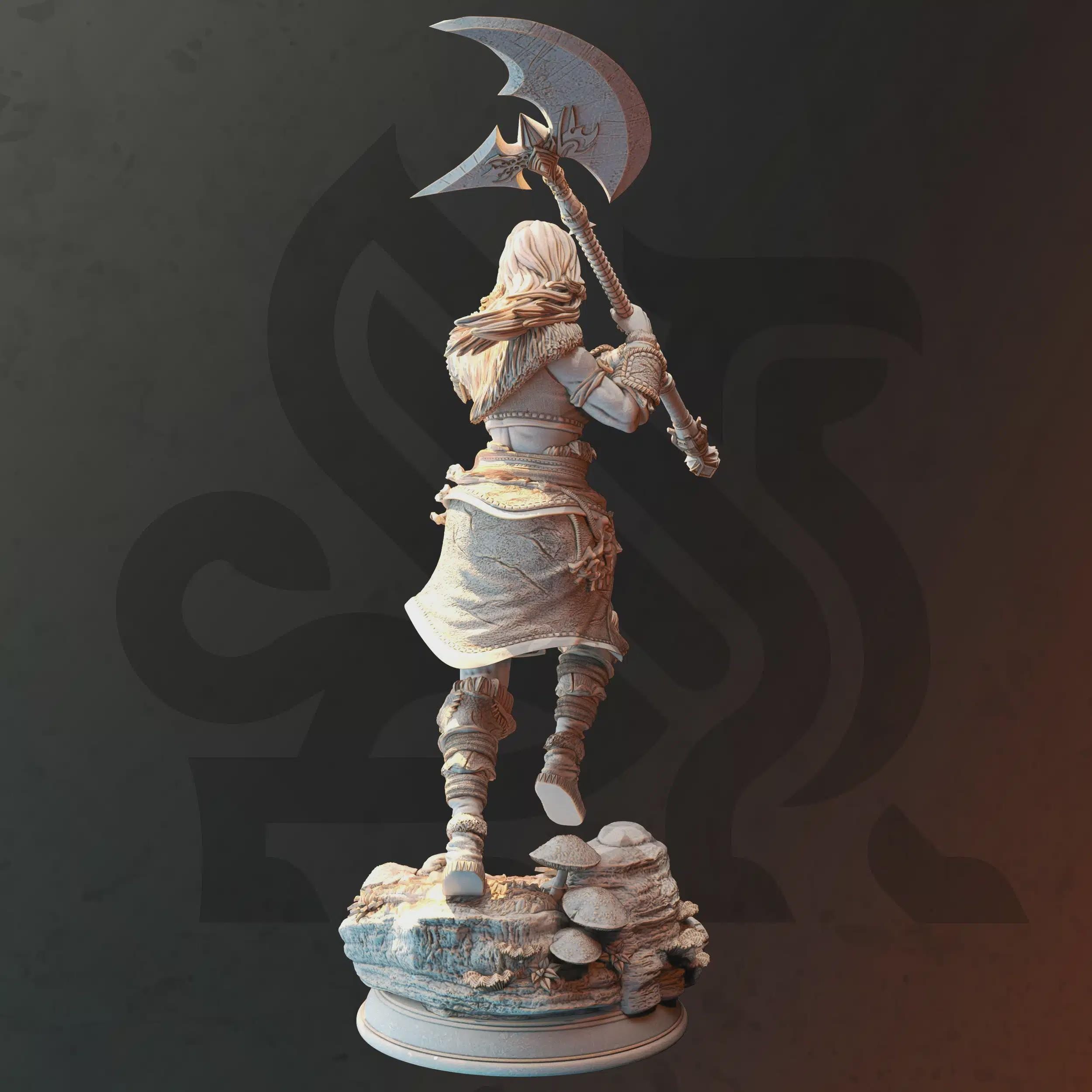 Human Female Barbarian Fighter Miniature - Ariana Grey, The Wolf Queen - DM Stash