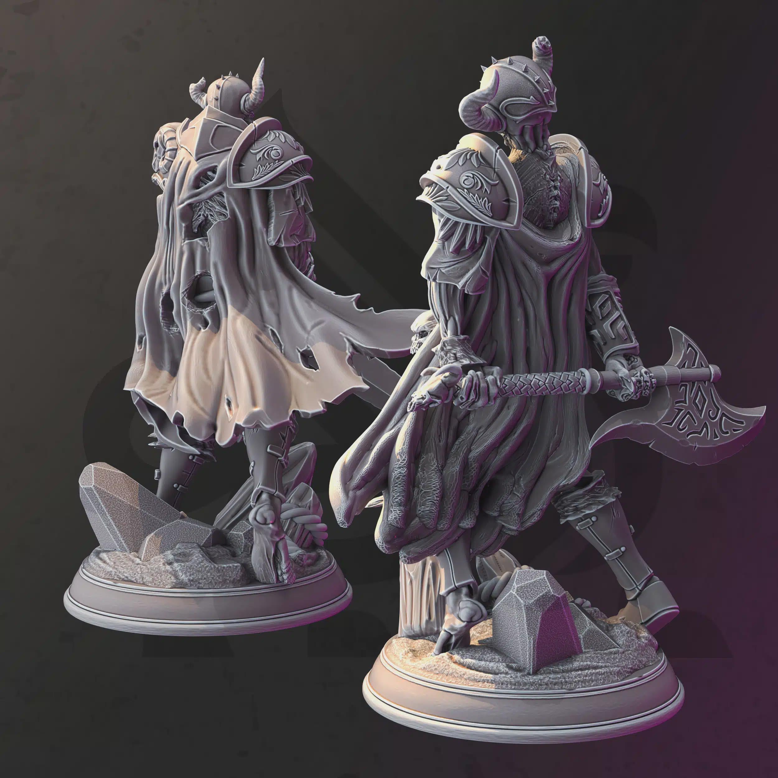 Undead Draugr Miniatures - Two Models - Arisen Warriors, Skeletal Guardians - DM Stash