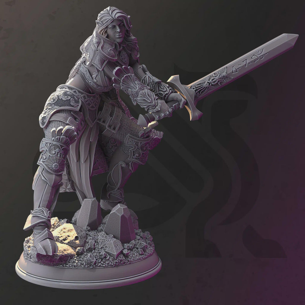 Elf Female Paladin Fighter Miniature - Syrinlena, Seeker of Erdrydion - DM Stash