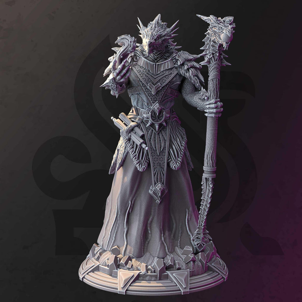 Dragonfolk Wizard Sorcerer Miniature - Artiza, The Unruly Dragon - DM Stash