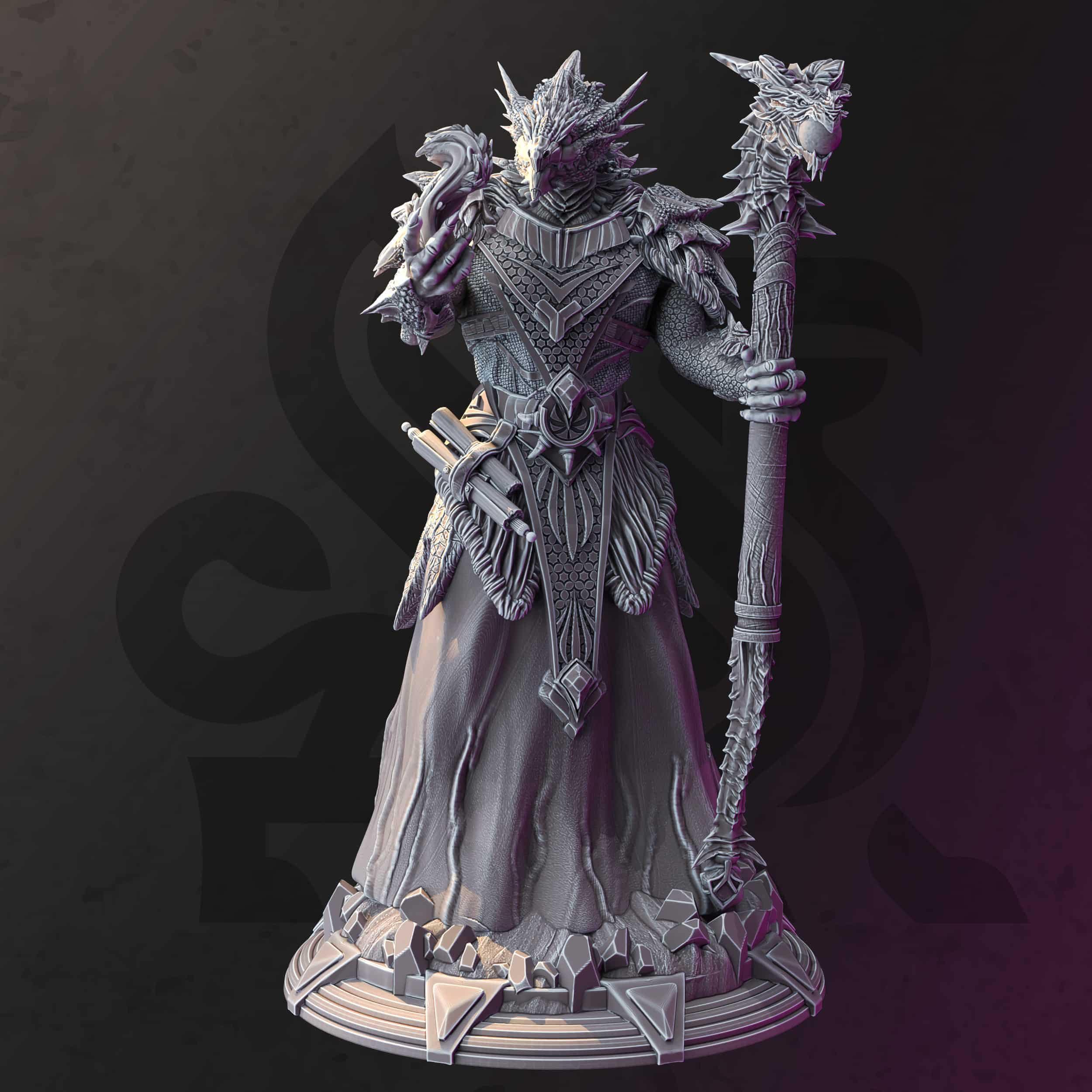 Dragonfolk Wizard Sorcerer Miniature - Artiza, The Unruly Dragon - DM Stash