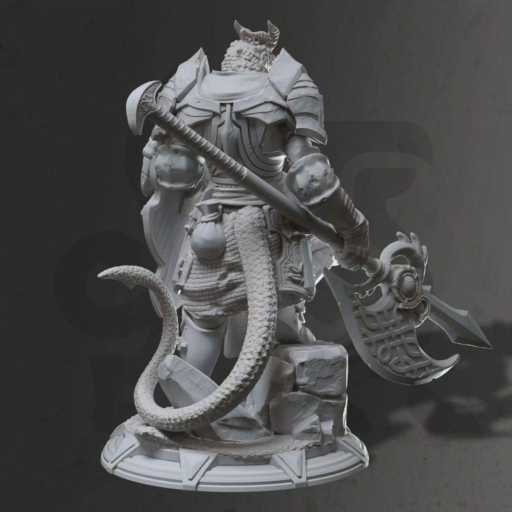 Dragonfolk Paladin Miniature - Tharvian, Dragon Knight - DM Stash