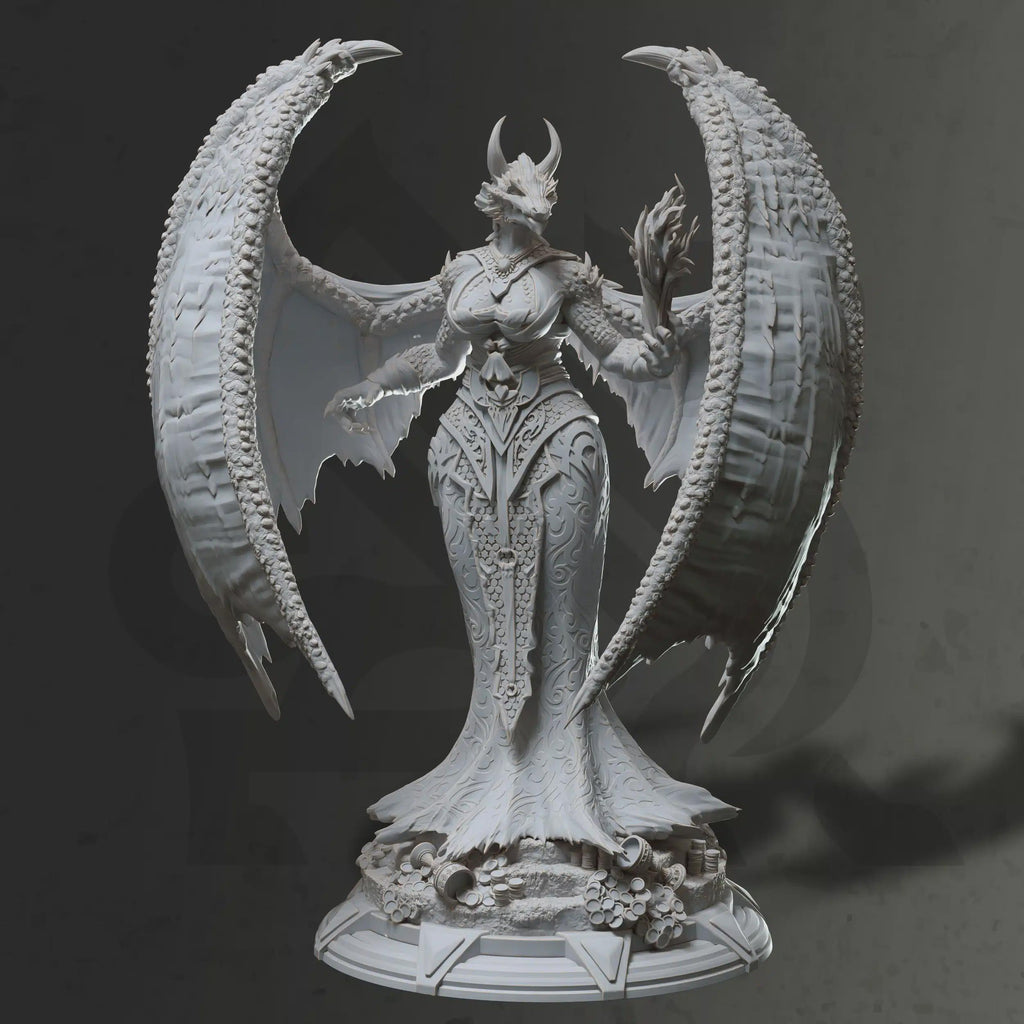 Female Dragonfolk Warlock Miniature - Tharvaya, Dragon Warlock - DM Stash